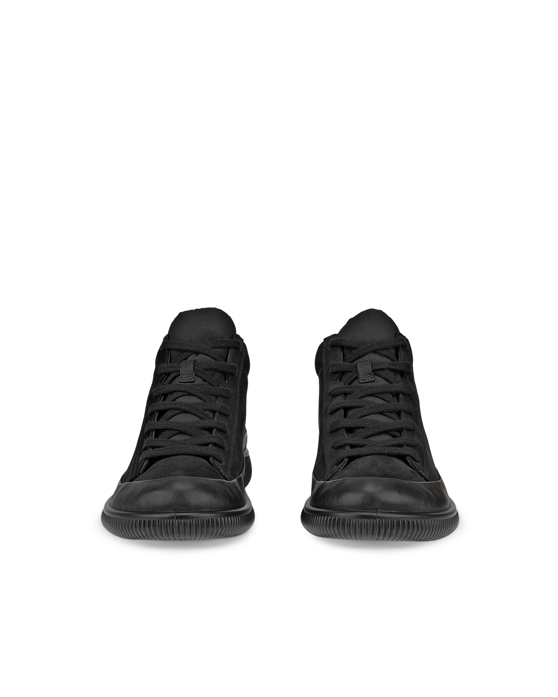 ECCO® SOFT ZERO ženske vodootporne srednje čizme od nubuka - Crna - Front pair