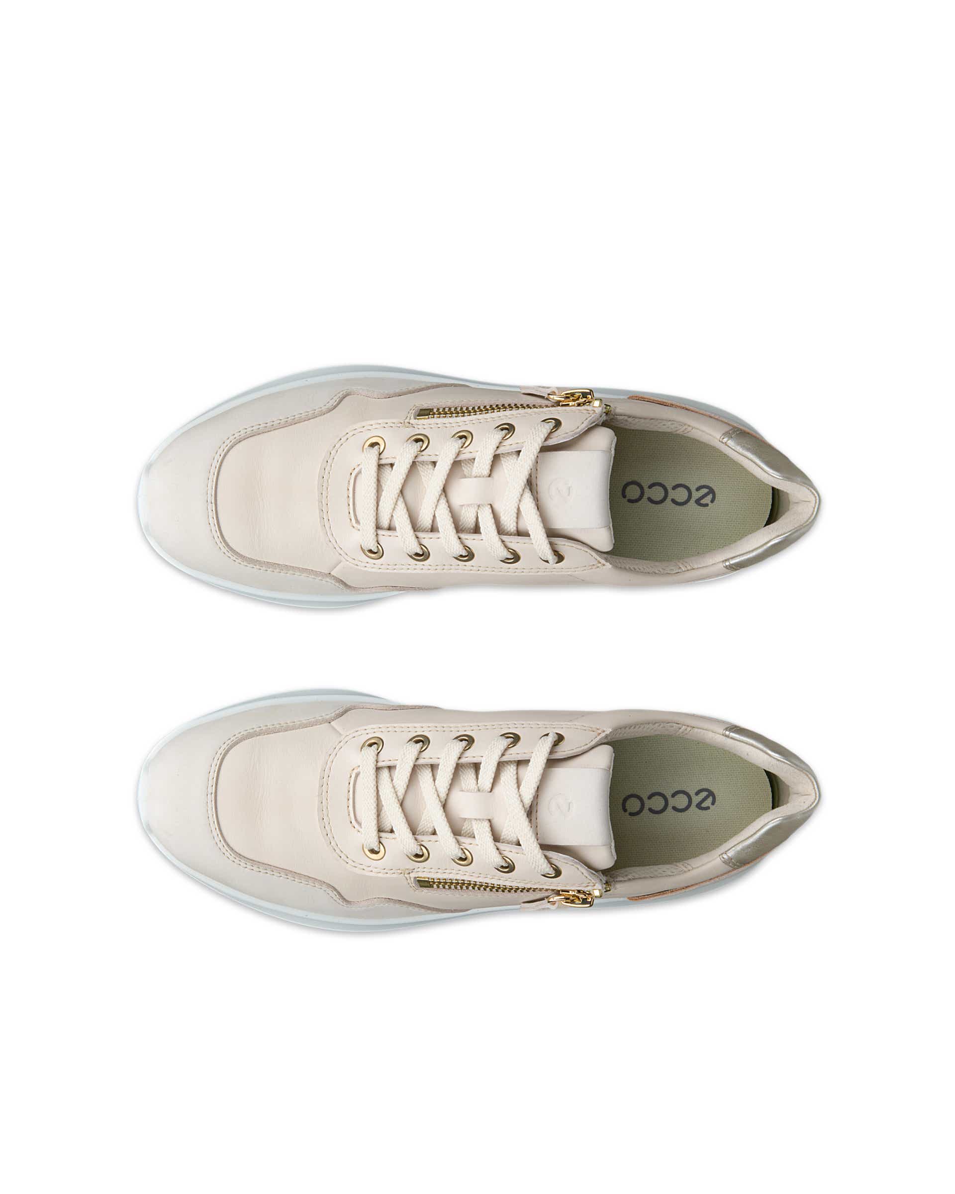 Women's ECCO® VALERIE Nubuck Trainer - Beige - Top left pair