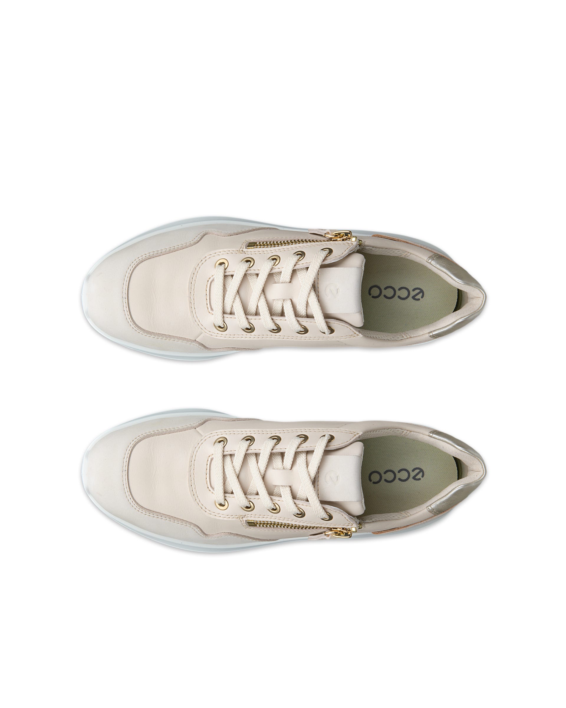 Women's ECCO® VALERIE Nubuck Trainer - Beige - Top left pair