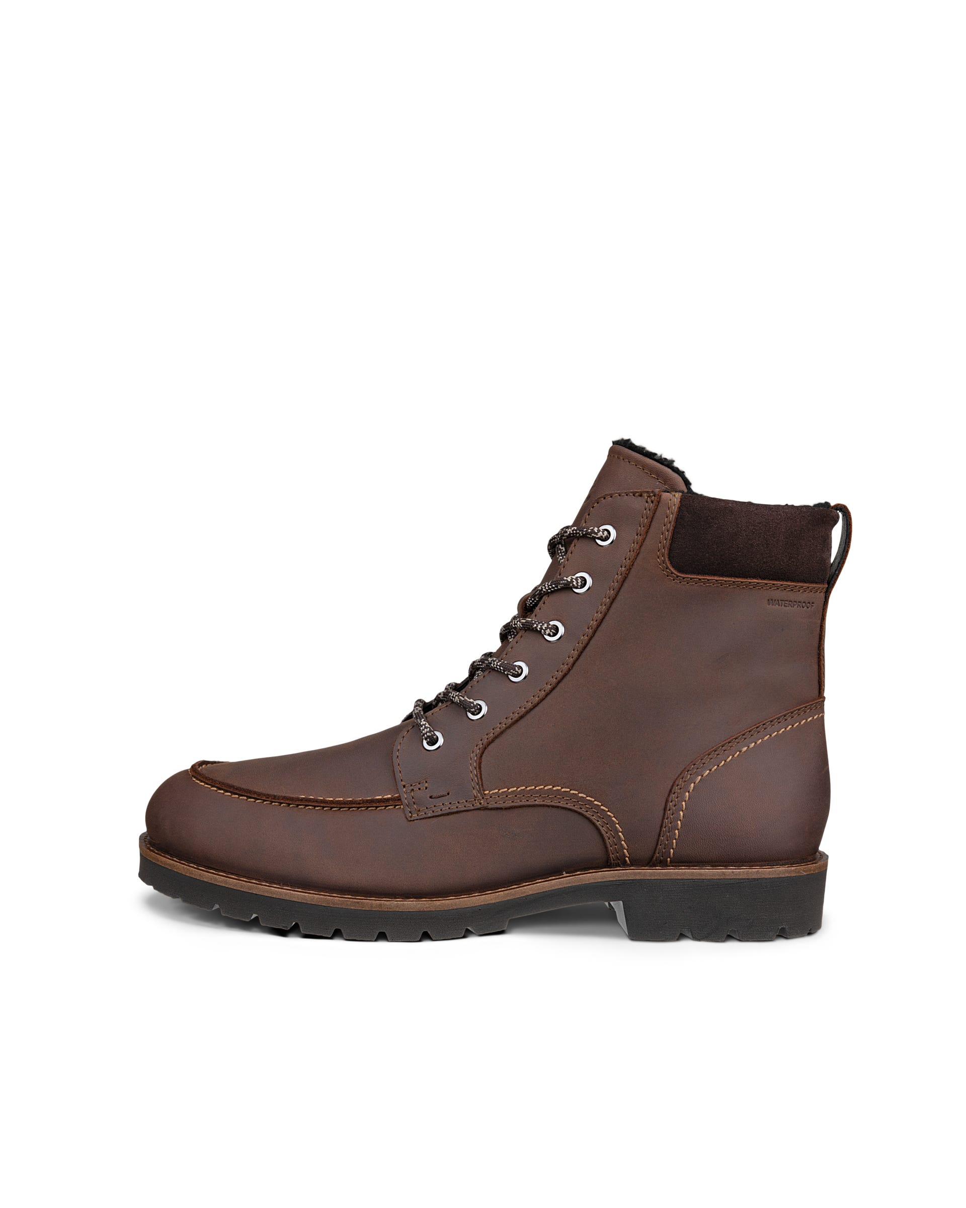 Men's ECCO® CHARLESTOWN Nubuck Waterproof Lace-Up Boot - Brown - Outside