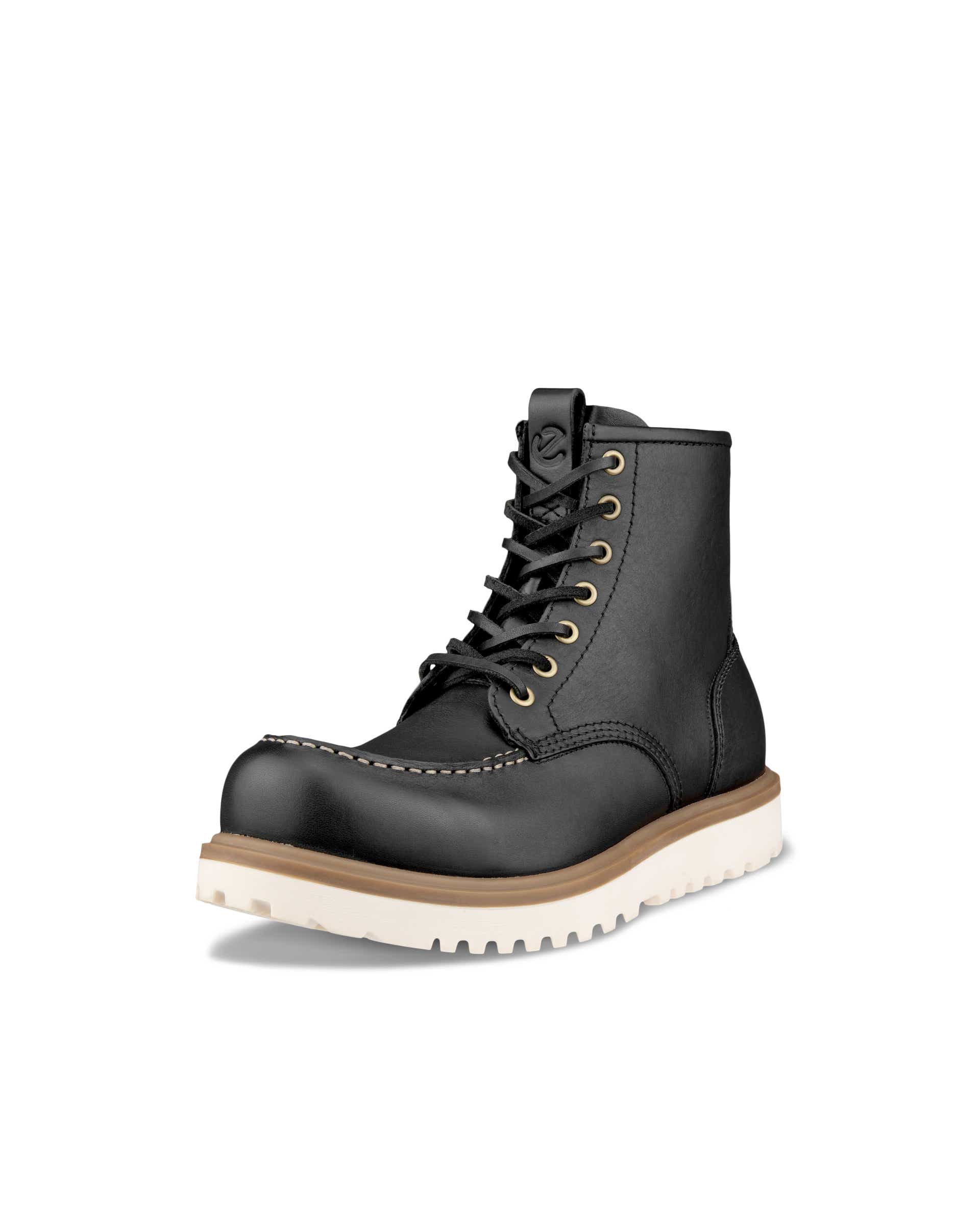 ECCO Staker メンズ レザーモックトゥブーツ - ブラック - Main