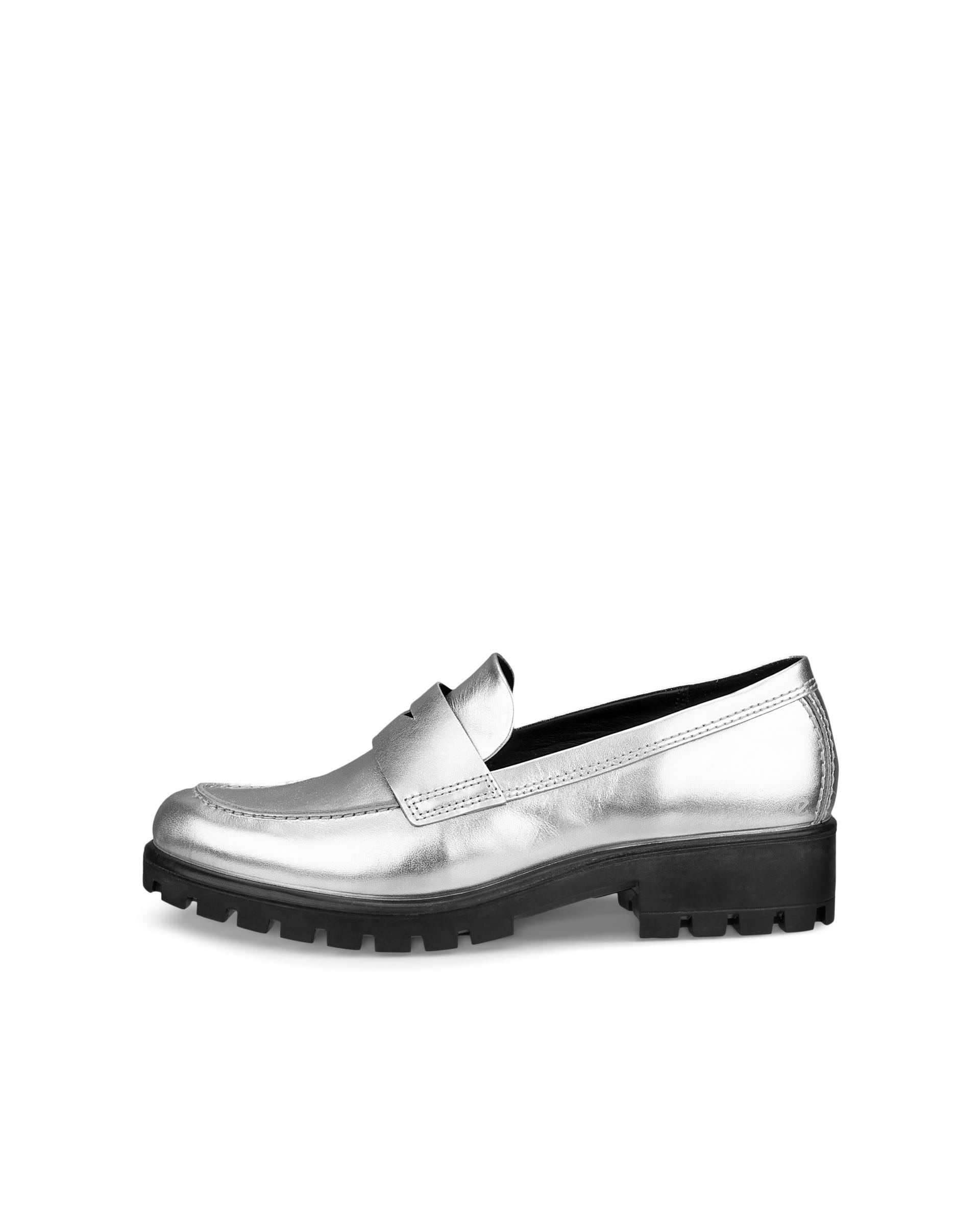 ECCO Modtray ウィメンズ レザーローファー - シルバー - Outside