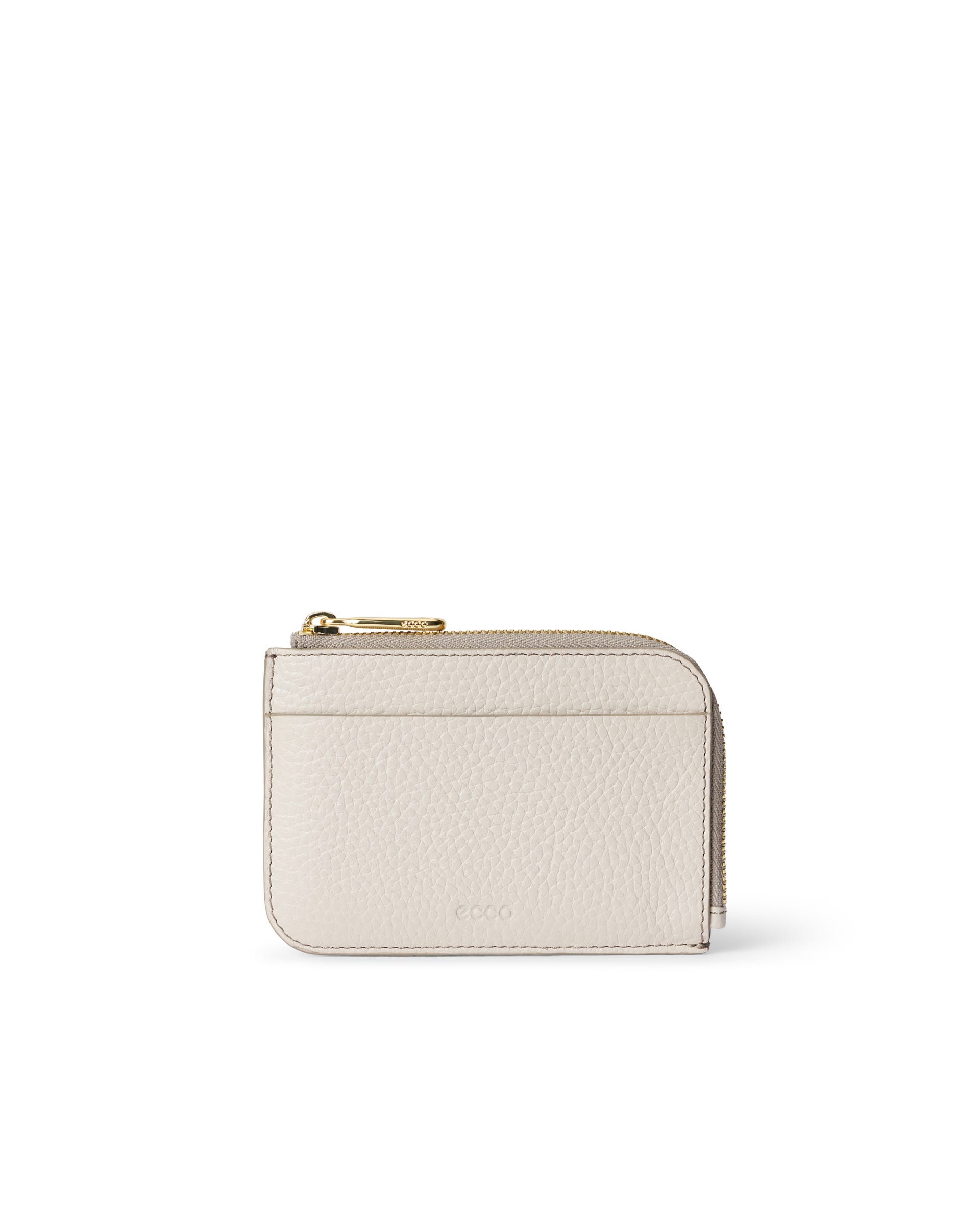 ECCO® Zipped Pebbled Leather Card Case - Beige - Main