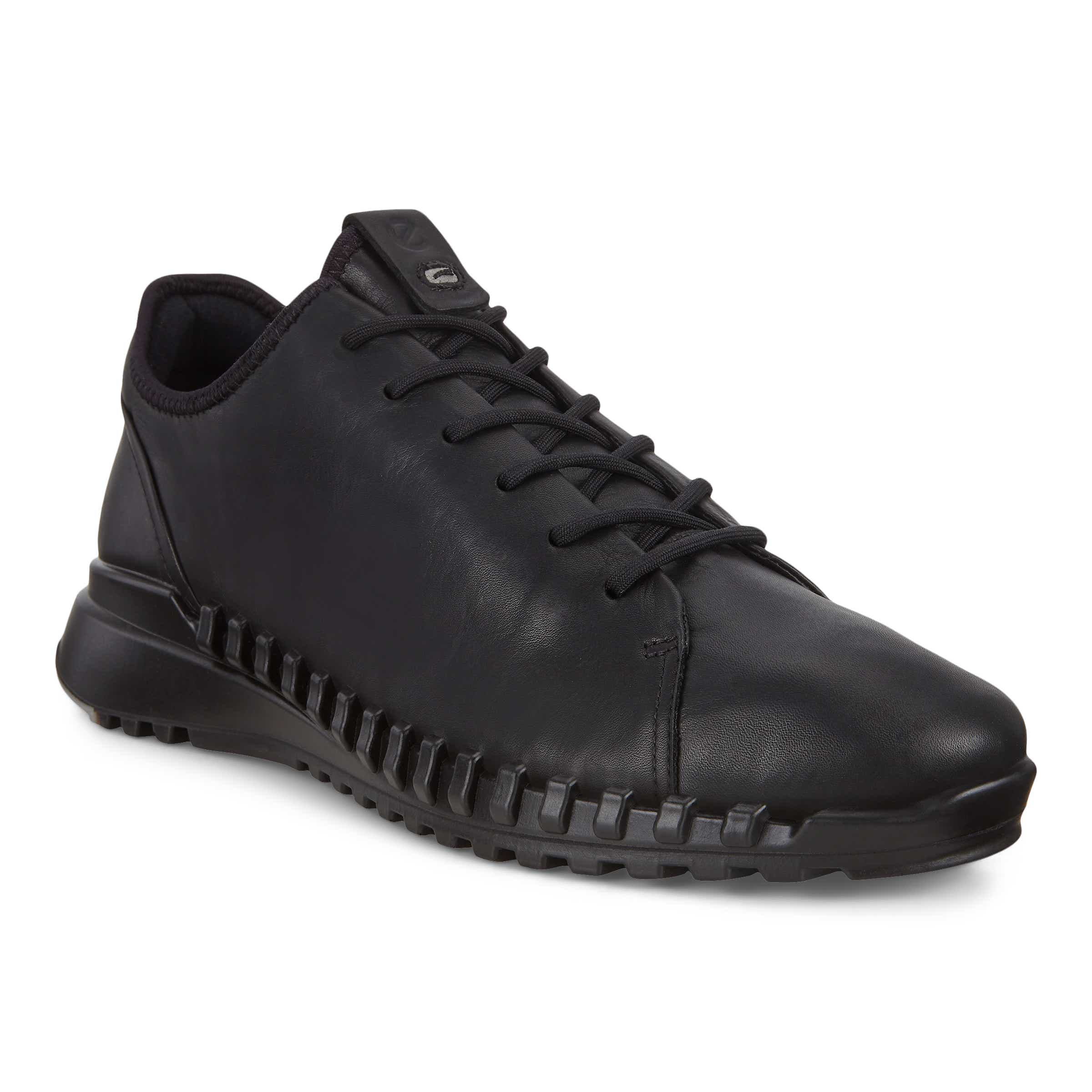 Women's ECCO® Zipflex Leather Sneaker - Black - Main