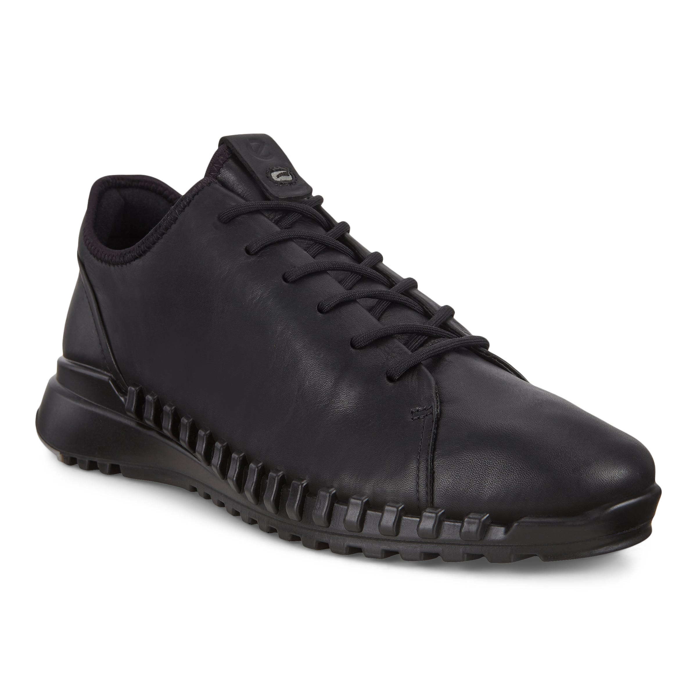 Women's ECCO® Zipflex Leather Sneaker - Black - Main
