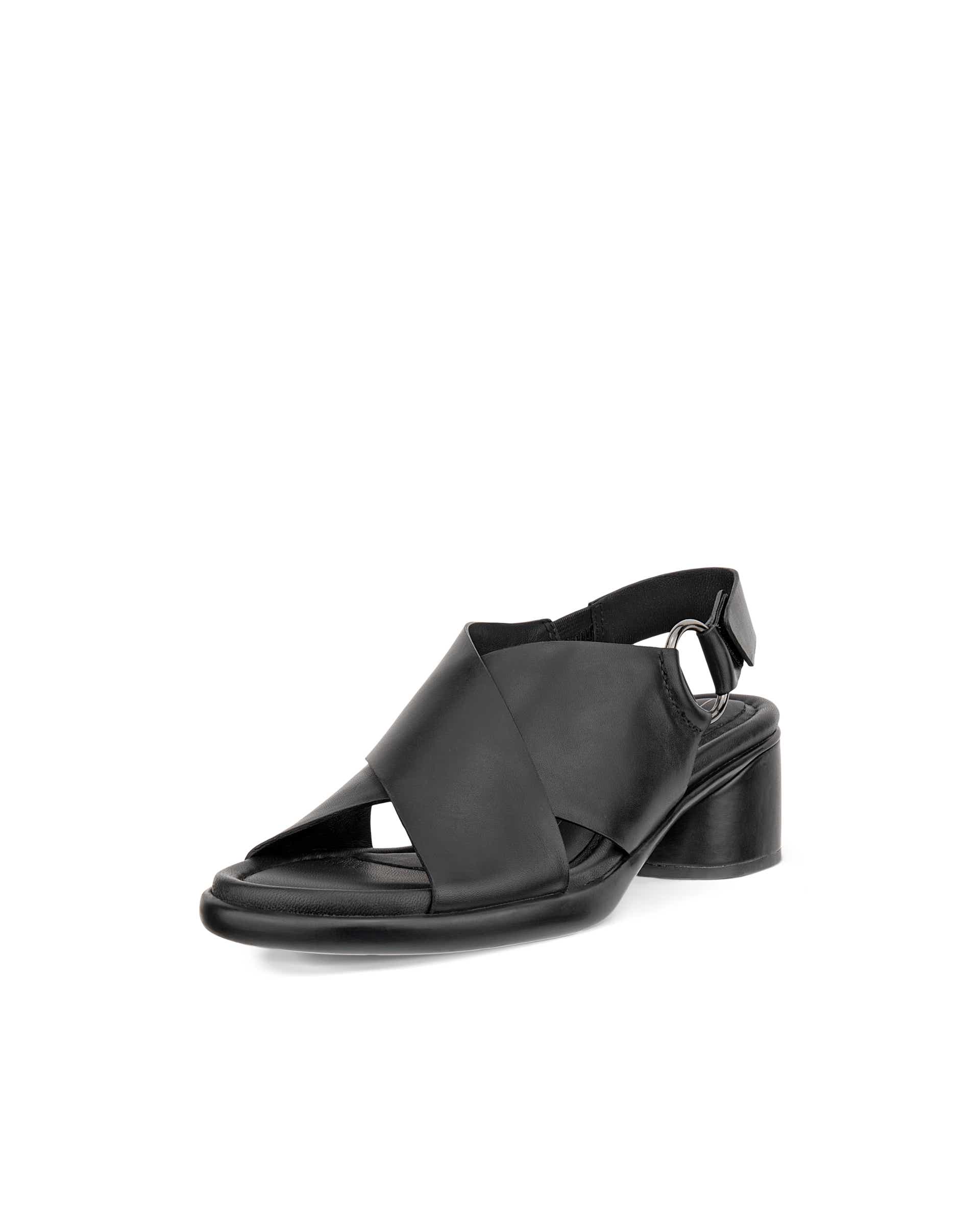 Women's ECCO® Metropole Seoul Leather Heeled Slingback Sandal - Black - Main