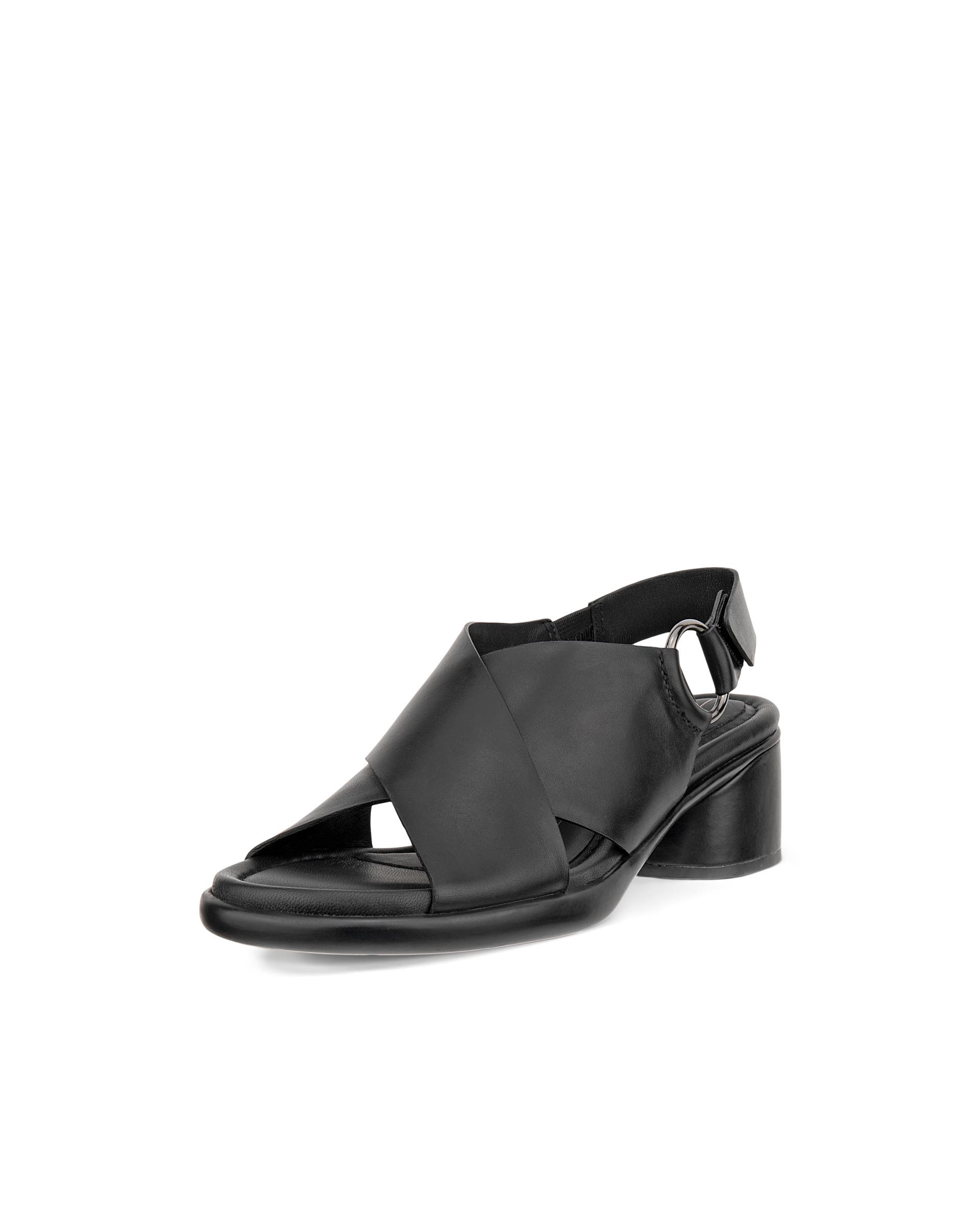 Women's ECCO® Metropole Seoul Leather Heeled Slingback Sandal - Black - Main