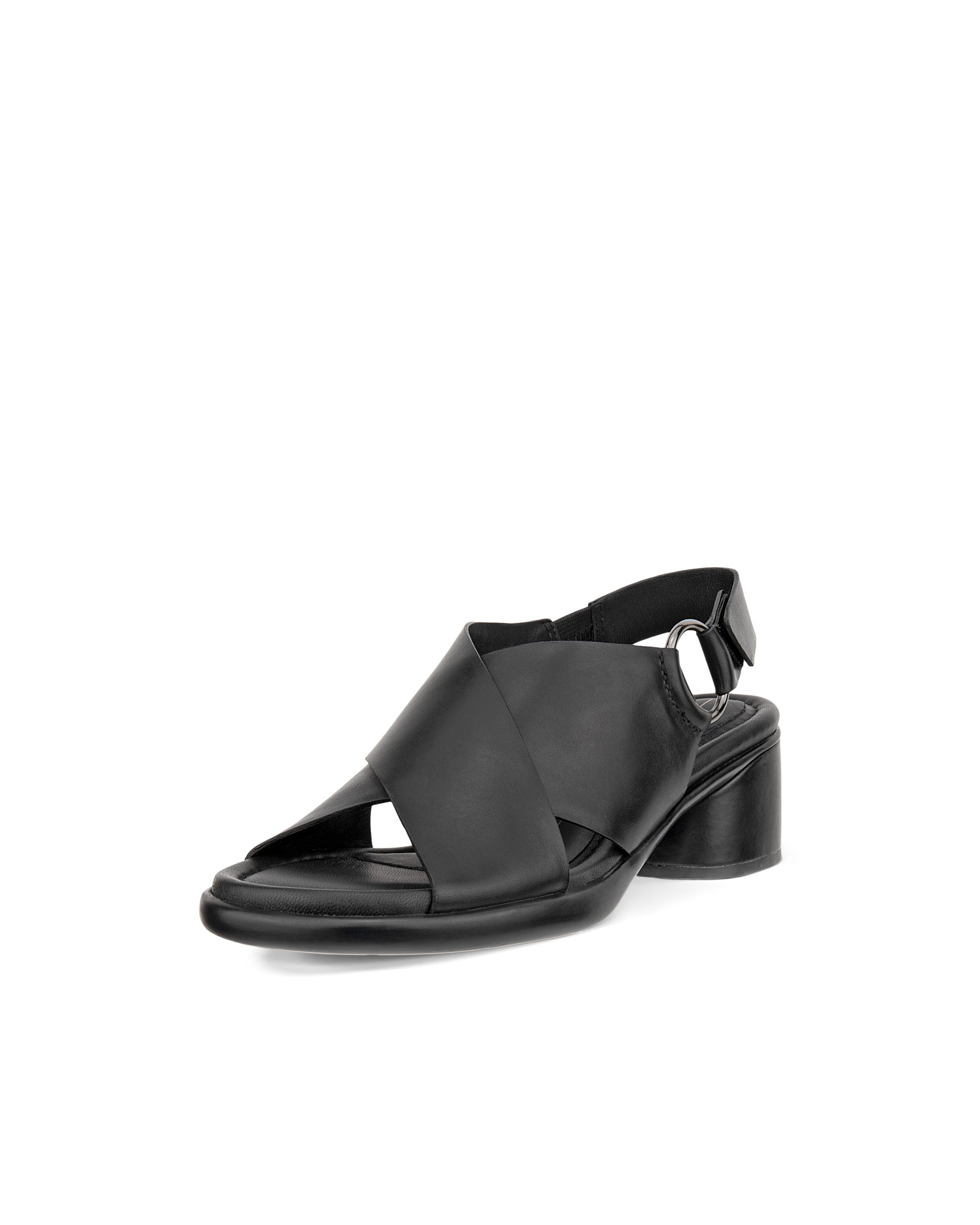Women's ECCO® Metropole Seoul Leather Heeled Slingback Sandal - Black - Main