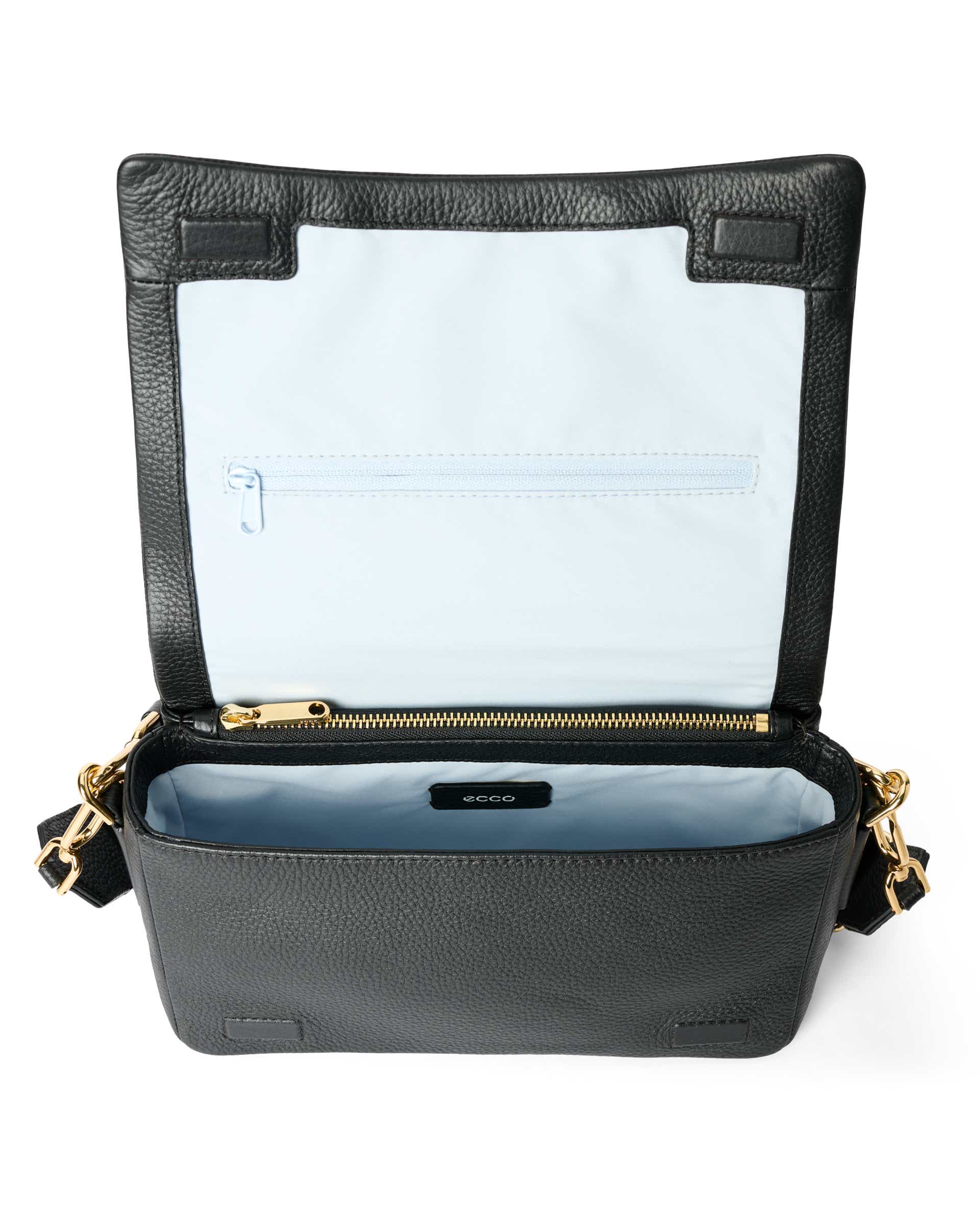 ECCO Pinch Large Soft Pebbled レザークロスボディバッグ - ブラック - Inside