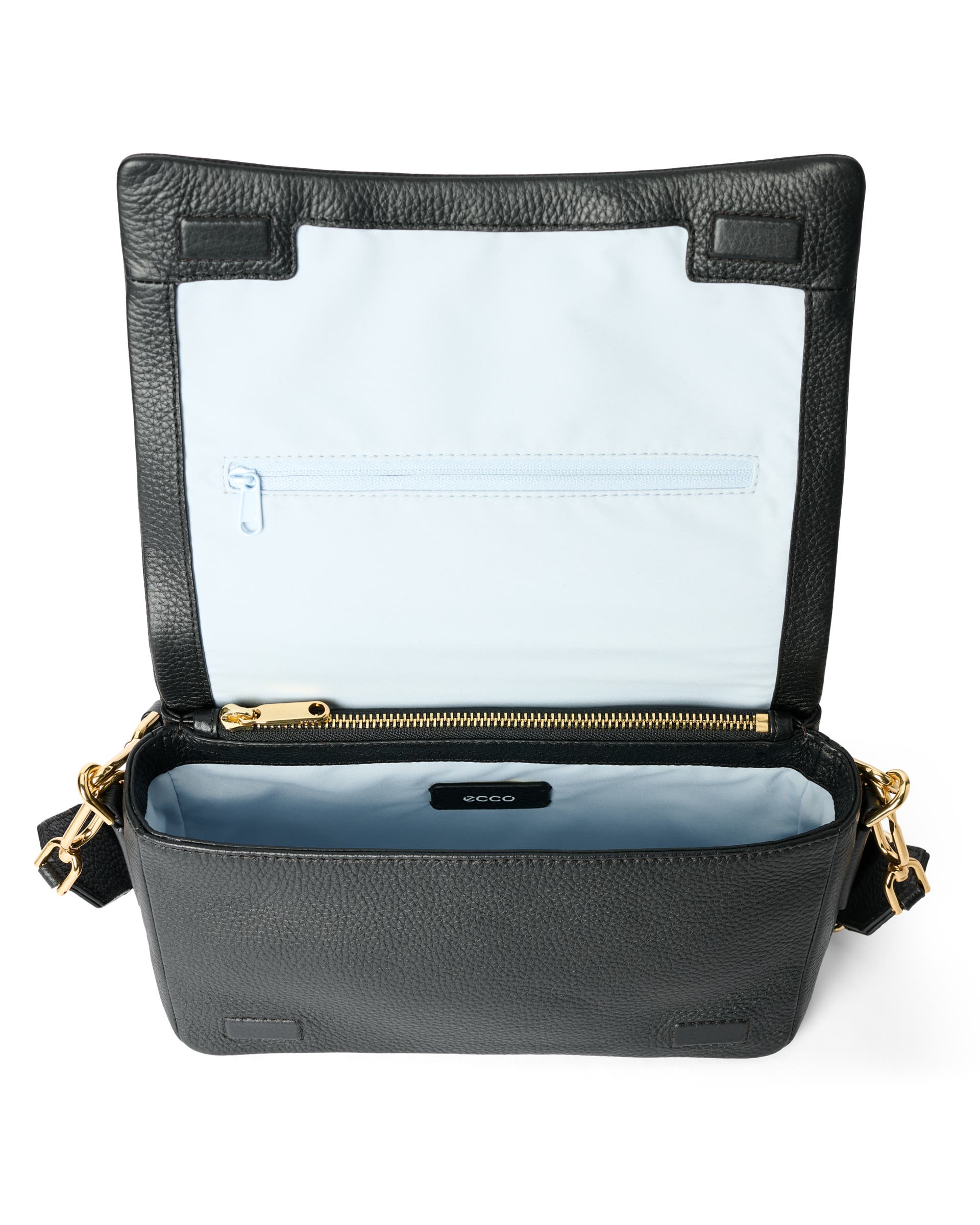 ECCO Pinch Large Soft Pebbled レザークロスボディバッグ - ブラック - Inside