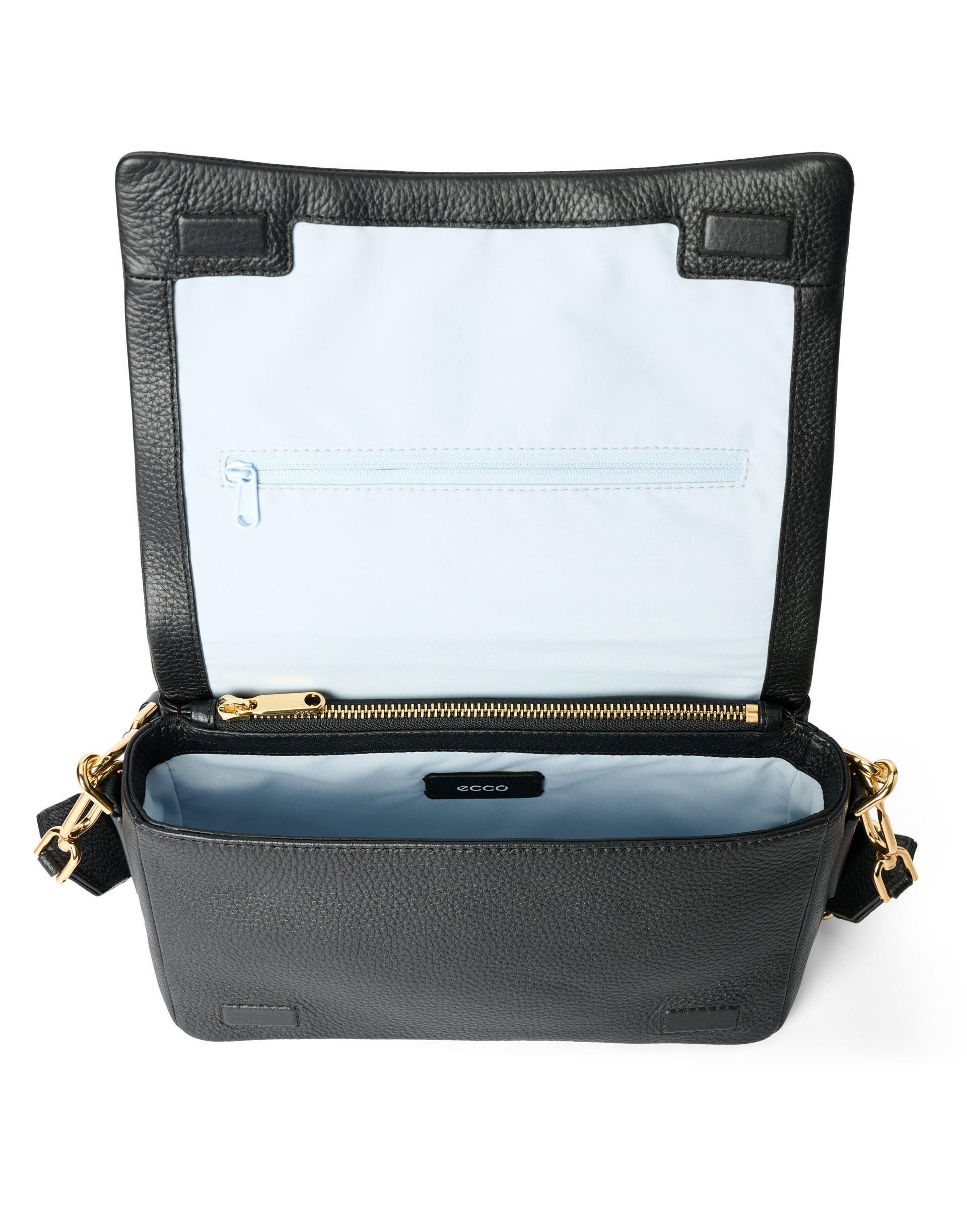 ECCO Pinch Large Soft Pebbled レザークロスボディバッグ - ブラック - Inside