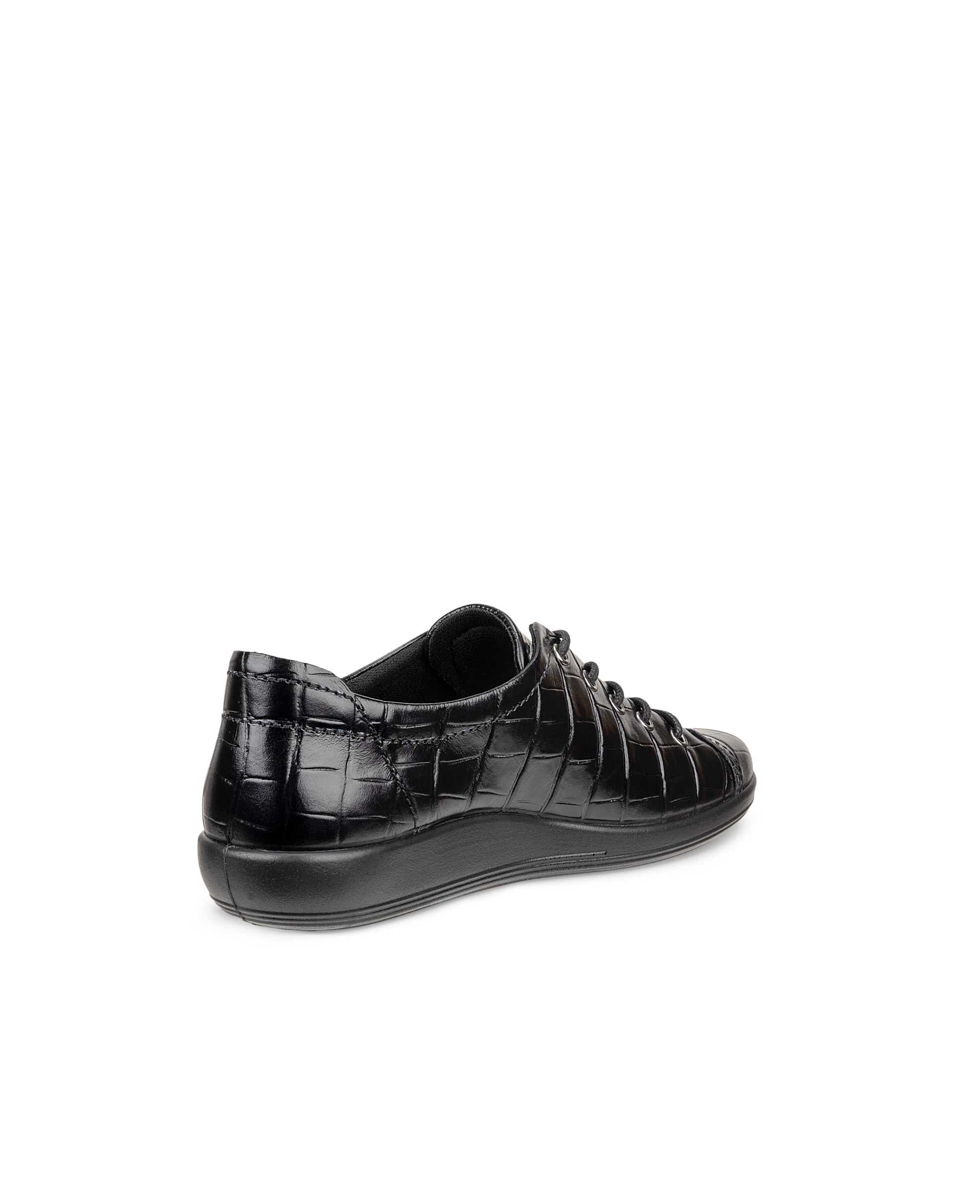 Women's ECCO® SOFT 2.0 Leather Lace-Up Shoe - Black - Back
