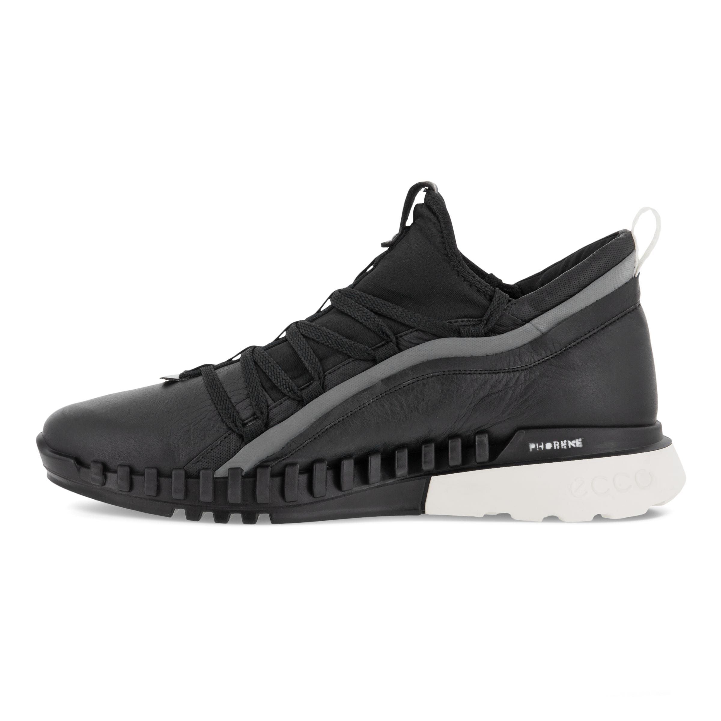 Men's ECCO® Zipflex Leather Sneaker - Black - Inside