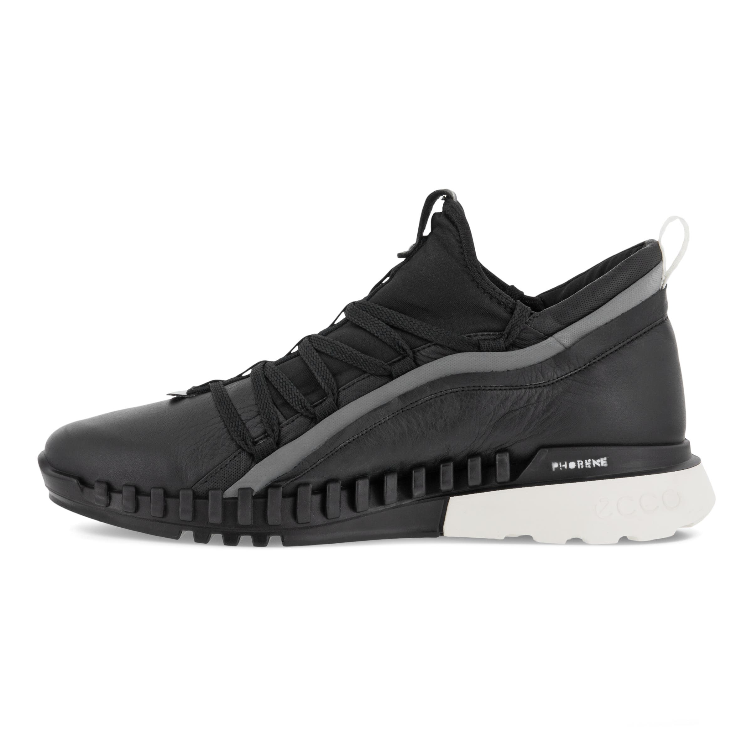 Men's ECCO® Zipflex Leather Sneaker - Black - Inside