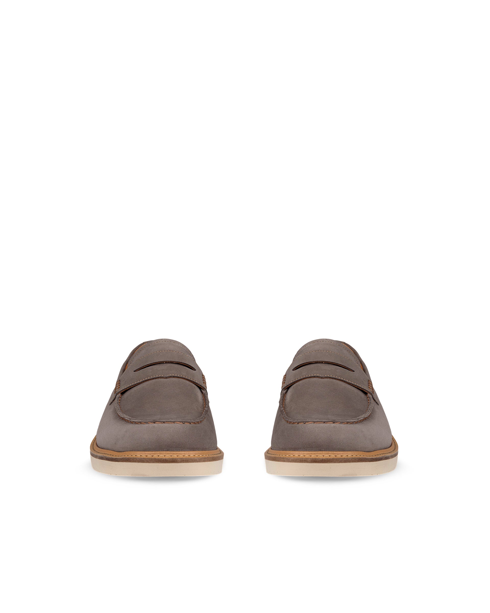 Men's ECCO® Metropole London Nubuck Moc-Toe Shoe - Grey - Front pair