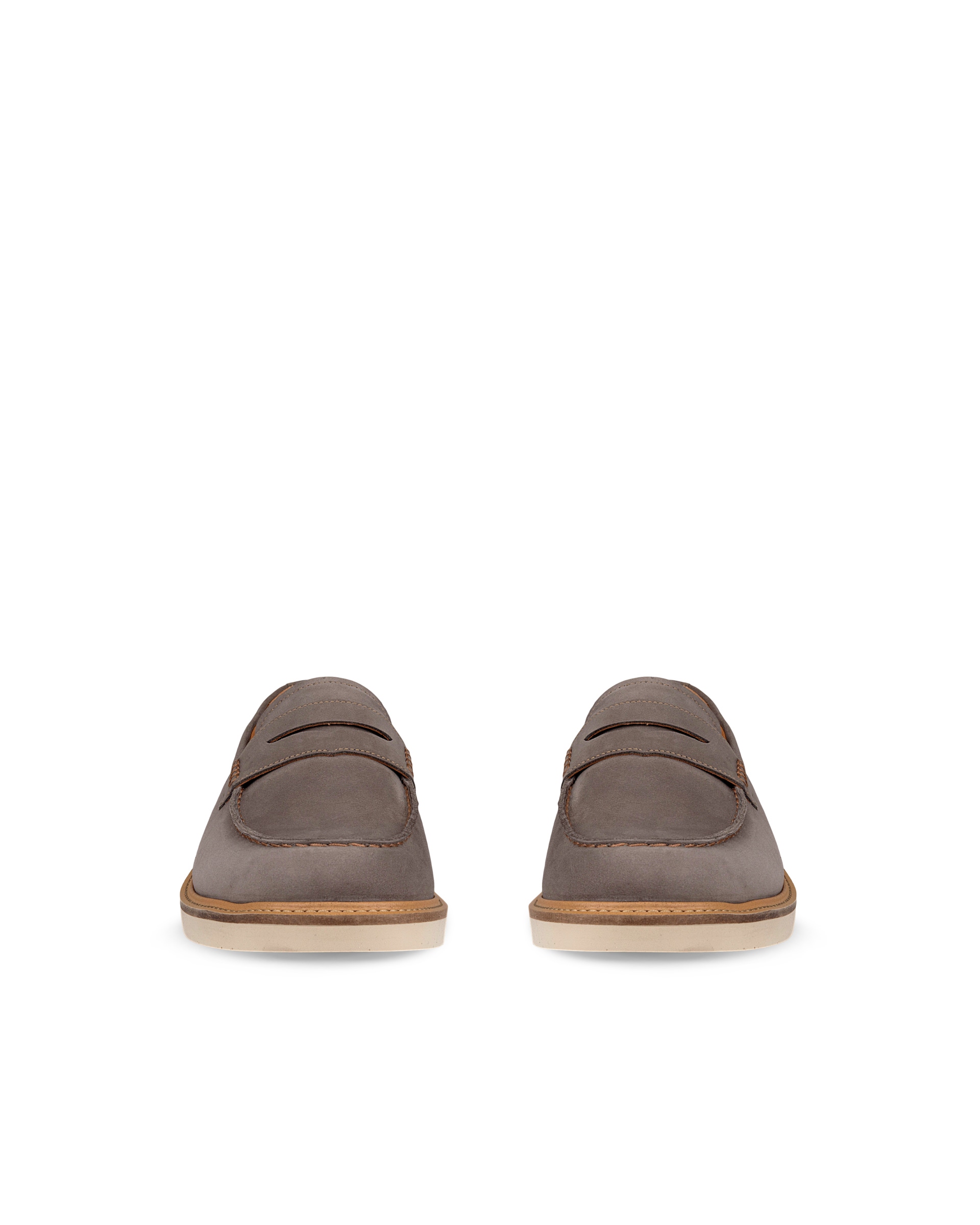 Men's ECCOยฎ Metropole London Nubuck Moc-Toe Shoe - Grey - Front pair