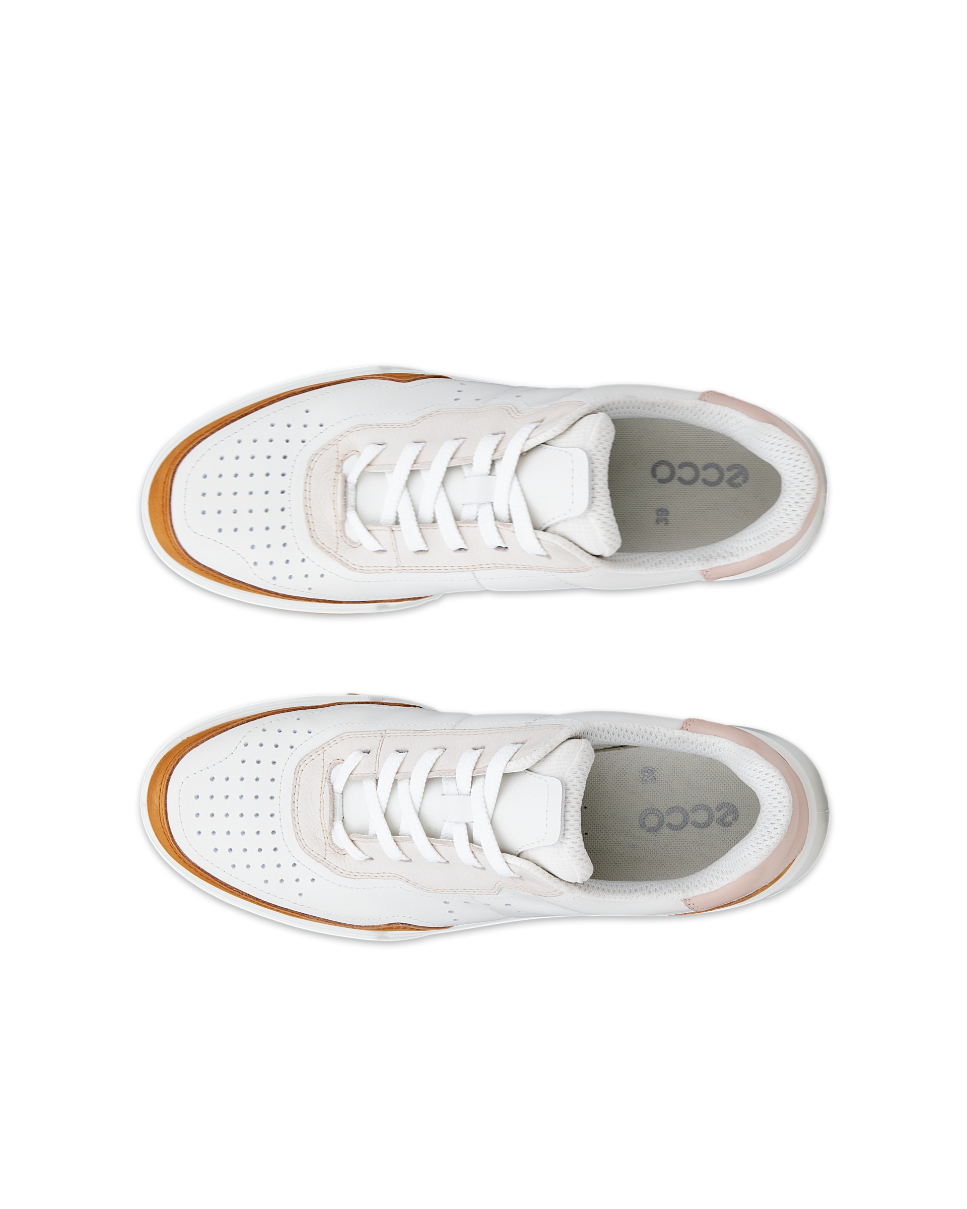 ECCO® STREET COURT baskets en cuir pour femme - Brun - Top left pair