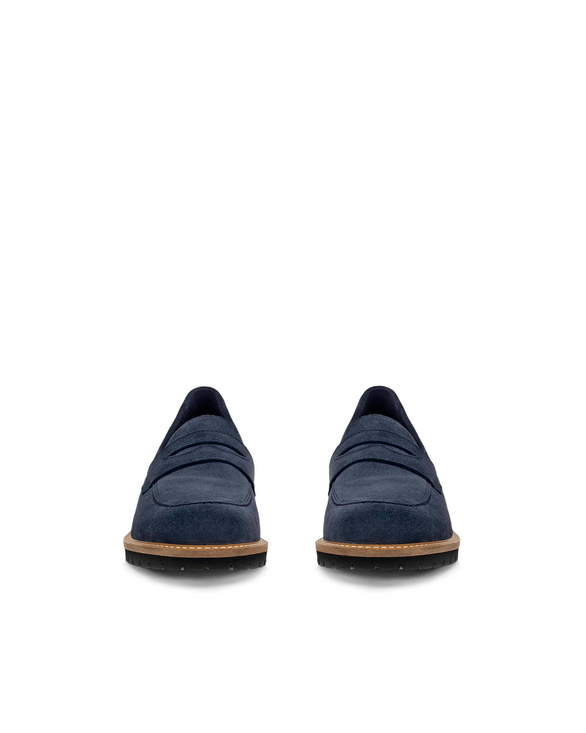 Women's ECCO® Elaina Leather Penny Loafer - Blue - Front pair