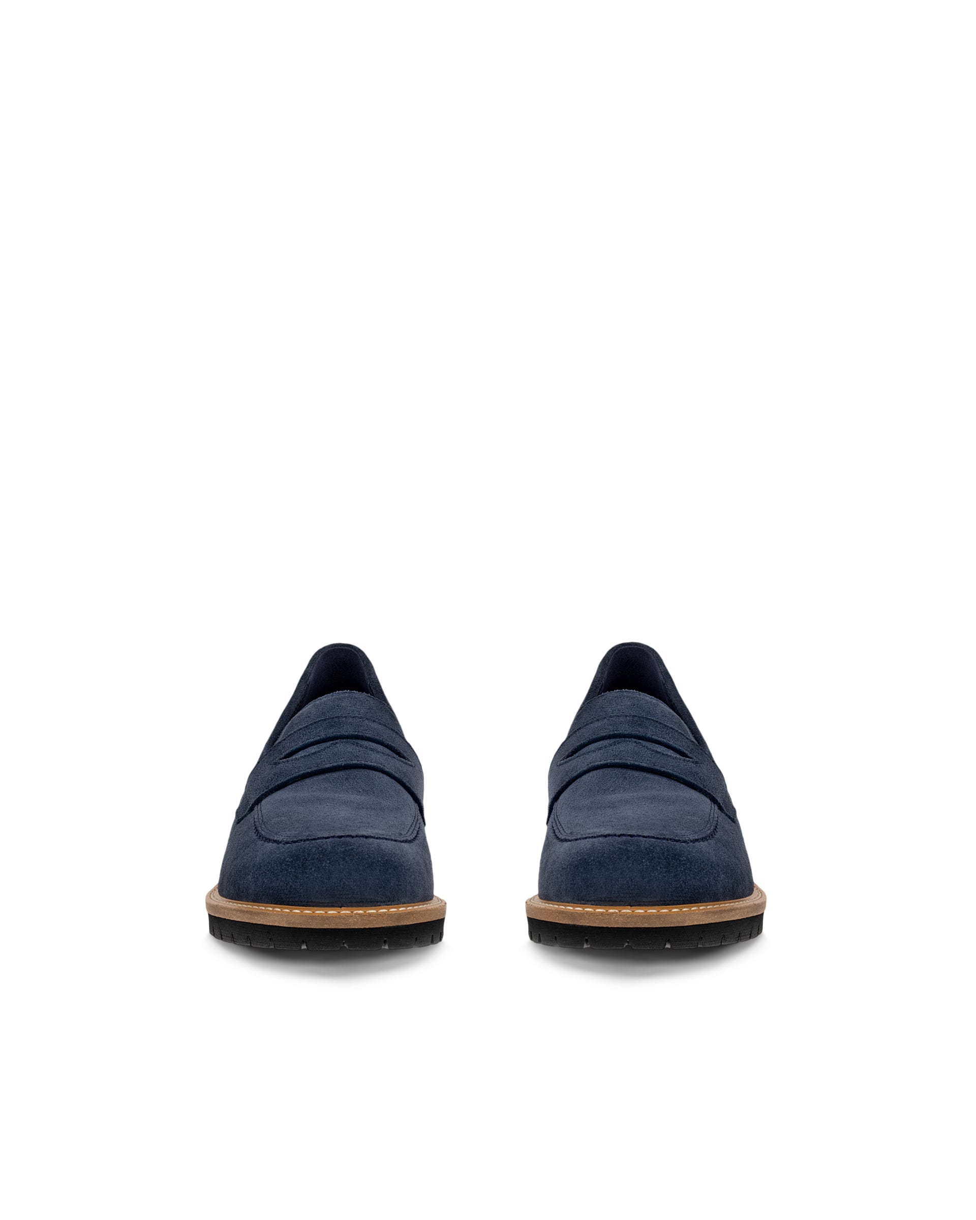 Women's ECCO® Elaina Leather Penny Loafer - Blue - Outside