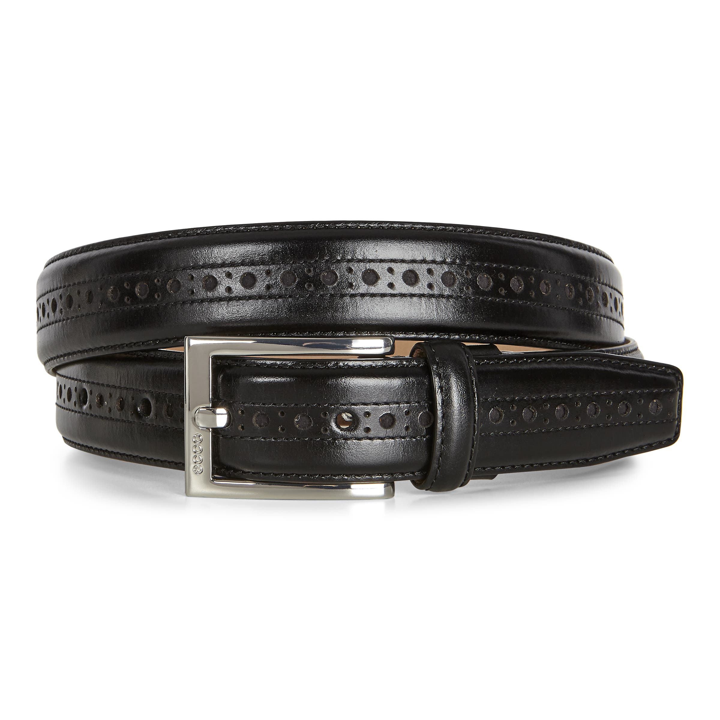Men's ECCO® Vitrus Mondial Leather Formal Adjustable Belt - Black - Main
