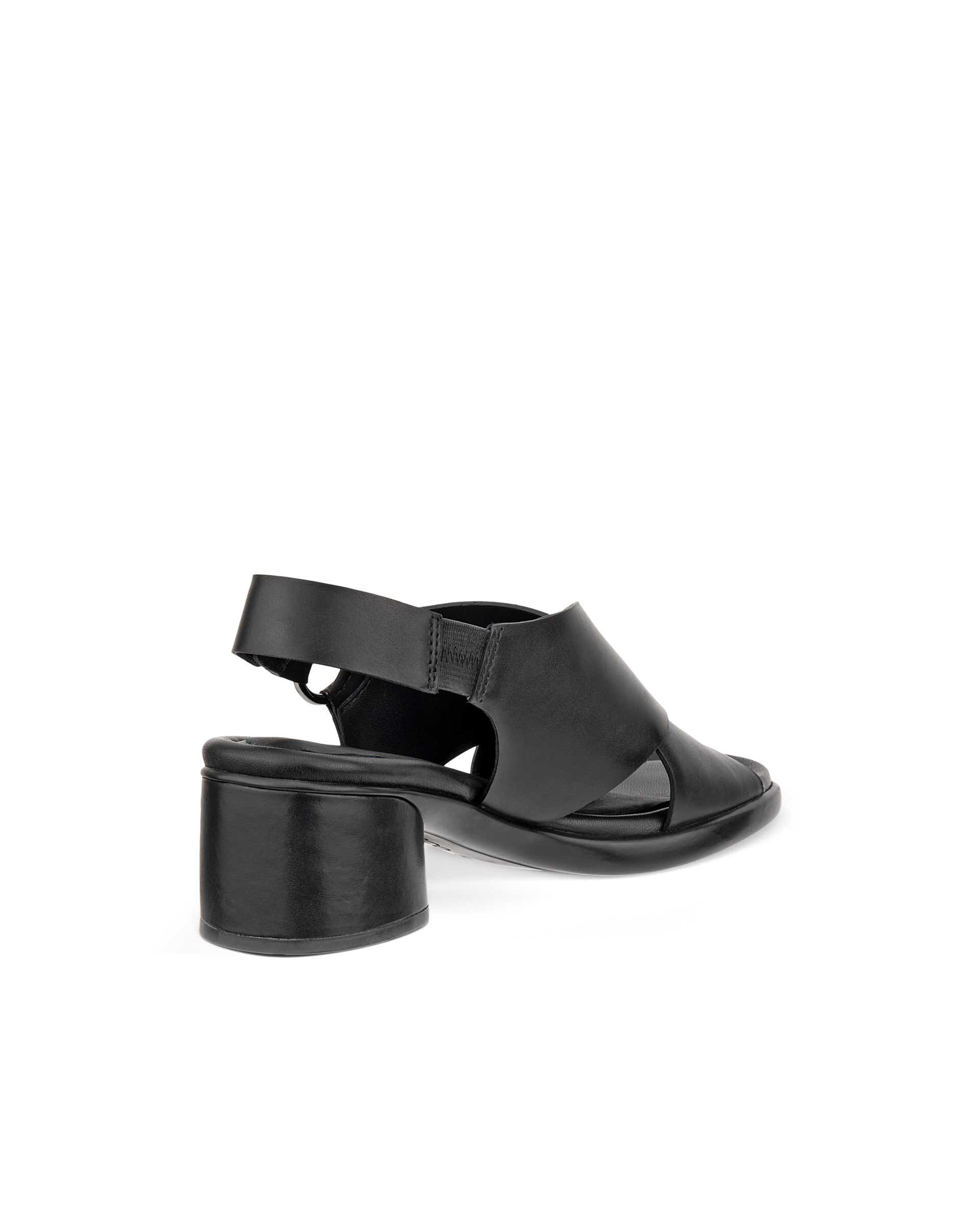 Women's ECCO® Metropole Seoul Leather Heeled Slingback Sandal - Black - Back