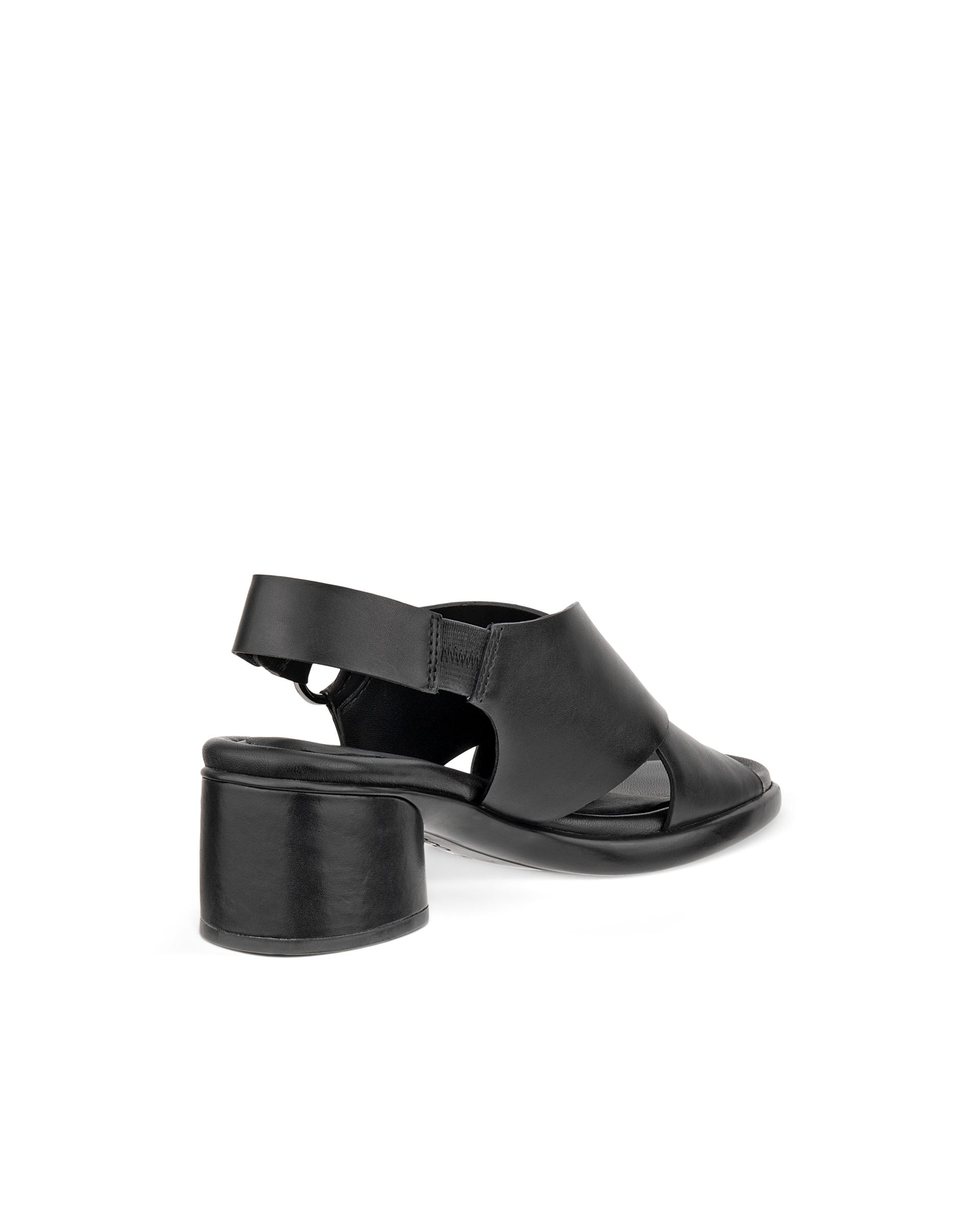 Women's ECCO® Metropole Seoul Leather Heeled Slingback Sandal - Black - Back