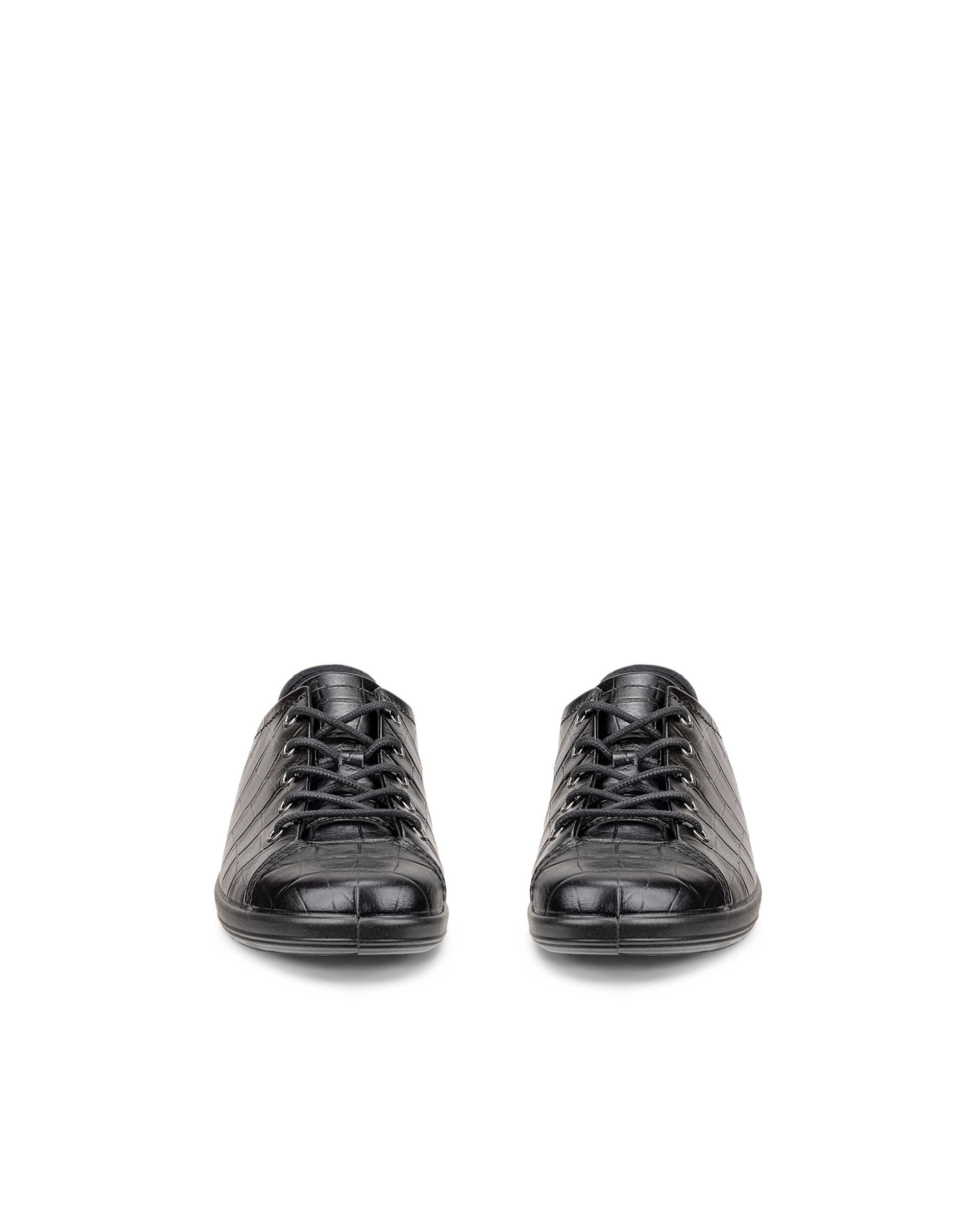 Women's ECCO® SOFT 2.0 Leather Lace-Up Shoe - Black - Front pair