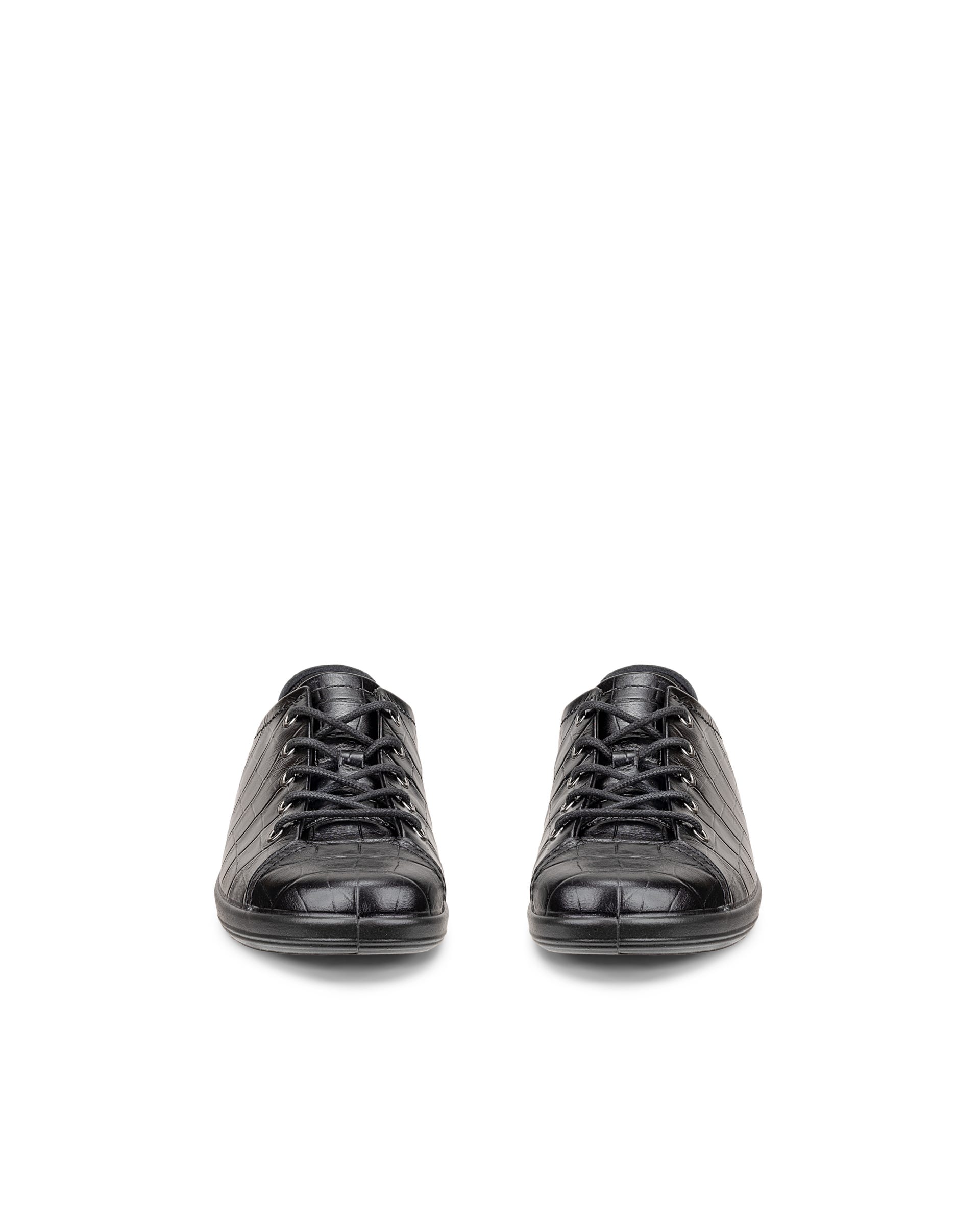 Women's ECCO® SOFT 2.0 Leather Lace-Up Shoe - Black - Front pair