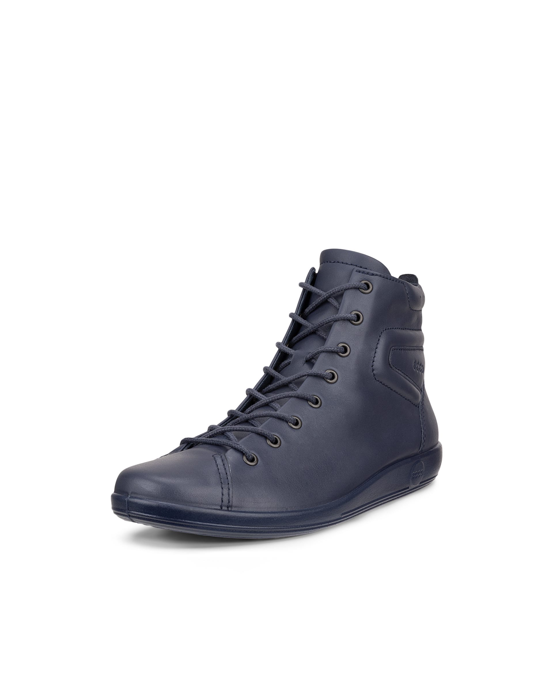 Dámske kožená šnurovacia obuv ECCO® SOFT 2.0 - Modrá - Outside