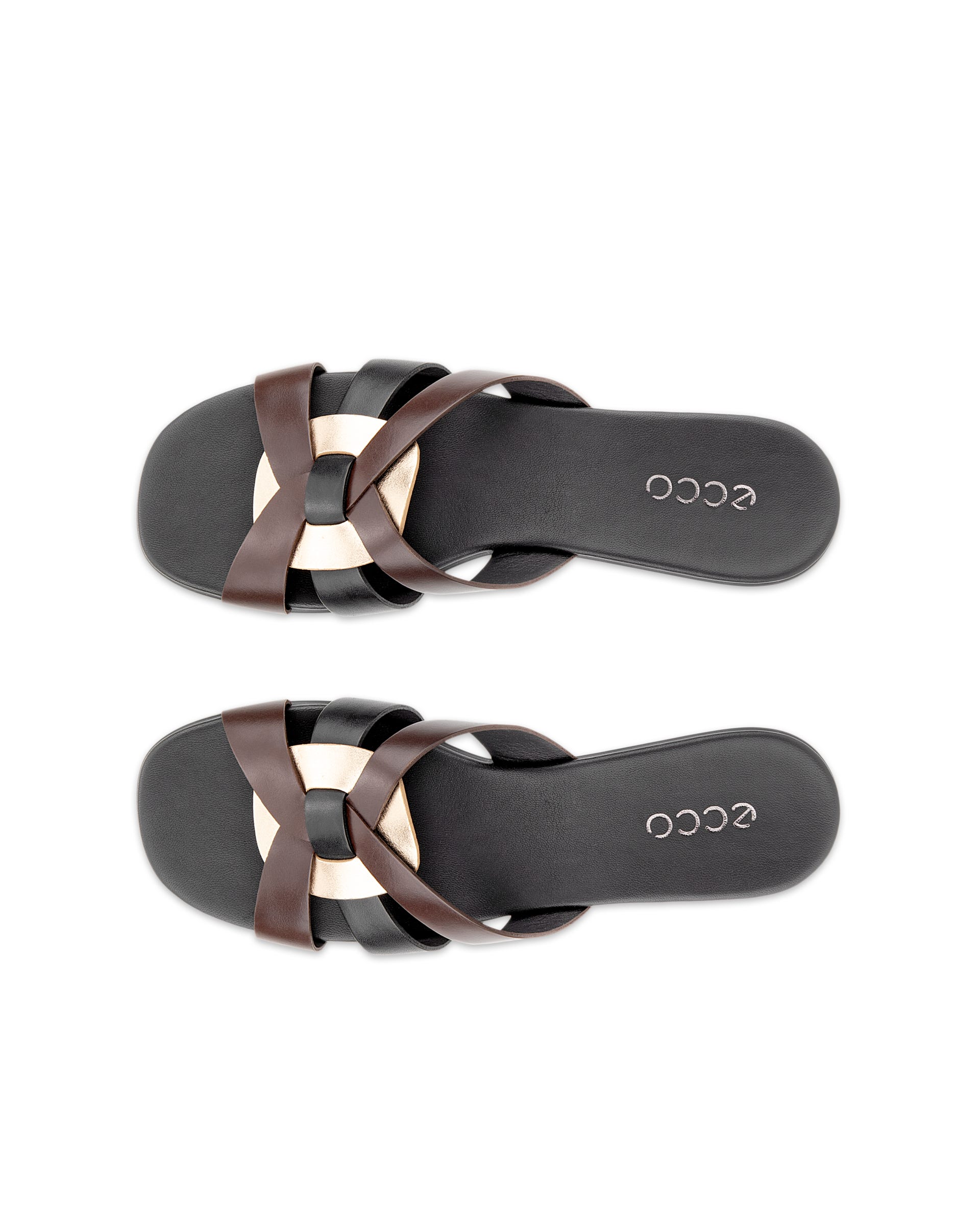 Dámské kožené pantofle s překříženým páskem ECCO® SCULPTED ALBA 25 - Vícebarevná - Top left pair