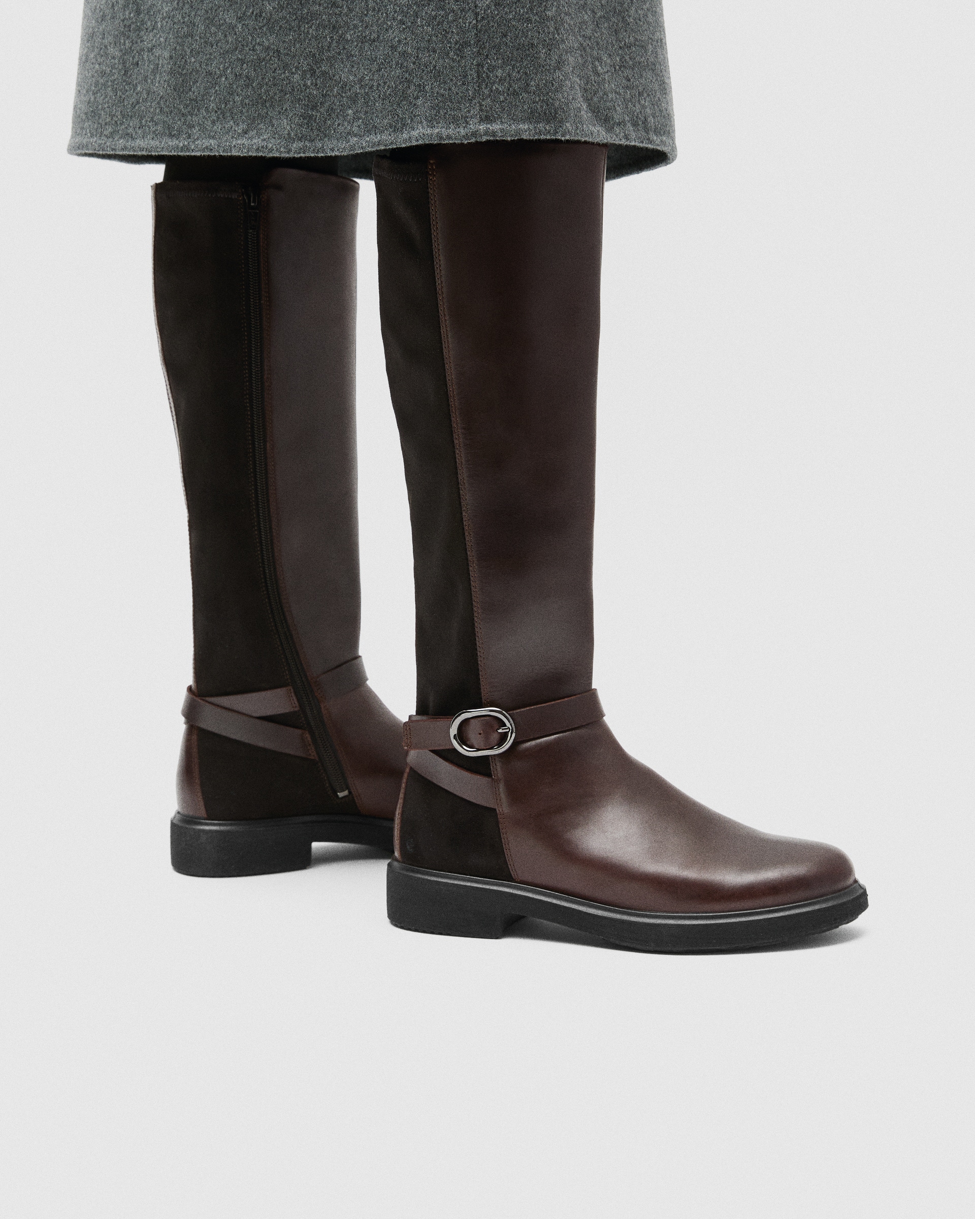 Women's ECCO® Metropole Amsterdam Leather Knee-High Boot - Brown - Lifestyle image-1