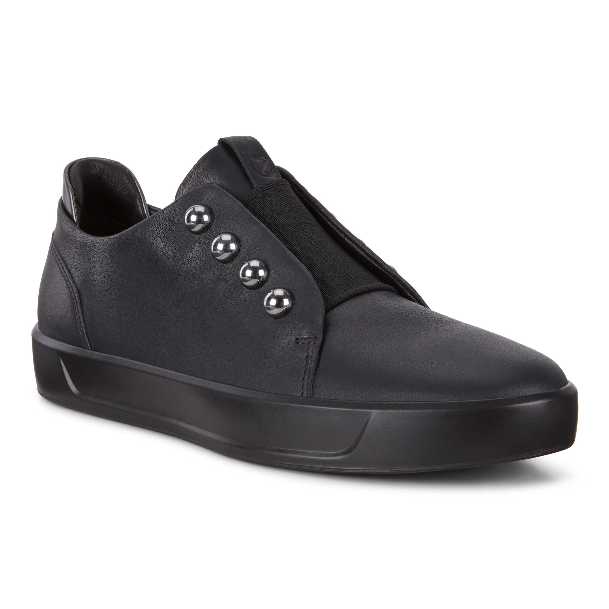 Women's ECCO® Soft 8 Leather Slip-On Sneaker - Black - Main