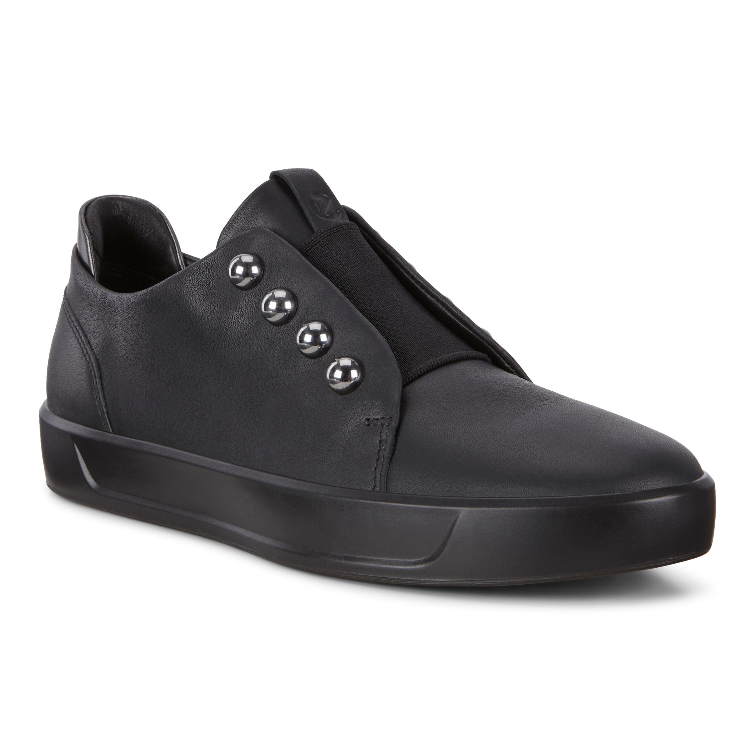 Women's ECCO® Soft 8 Leather Slip-On Sneaker - Black - Main