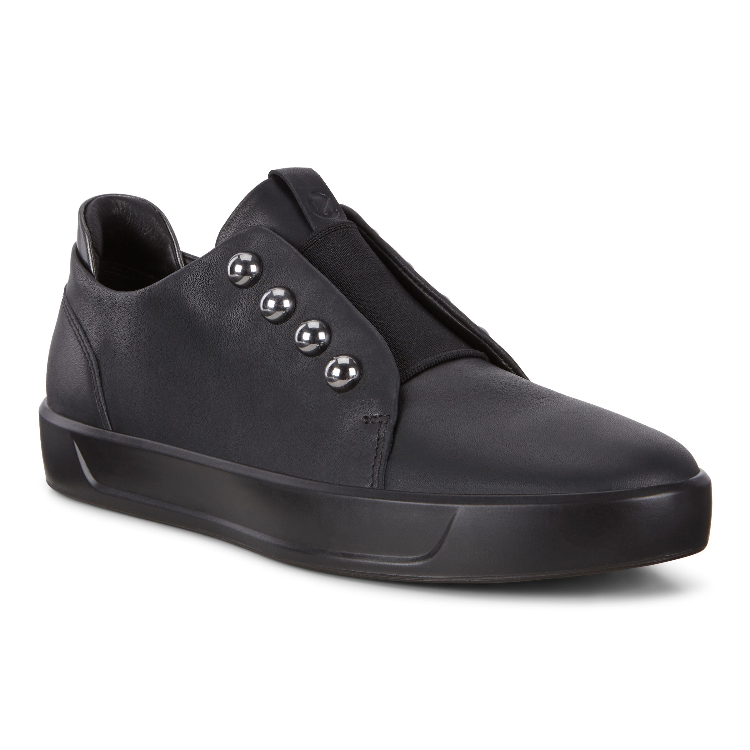 Women's ECCO® Soft 8 Leather Slip-On Sneaker - Black - Main