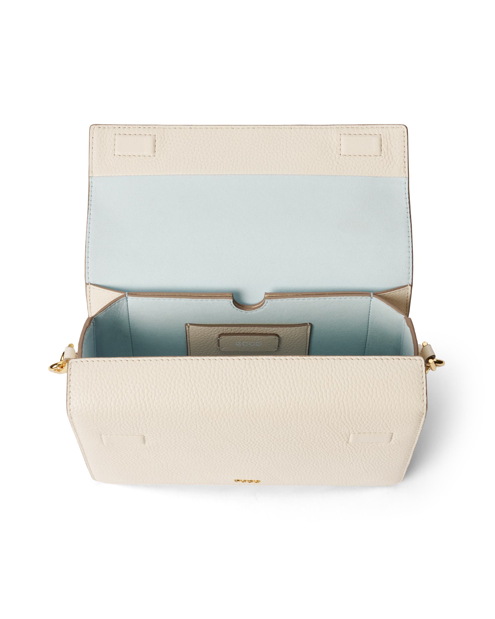 ECCO® Pinch Large Pebbled Leather Pinch Crossbody Bag - Beige - Inside