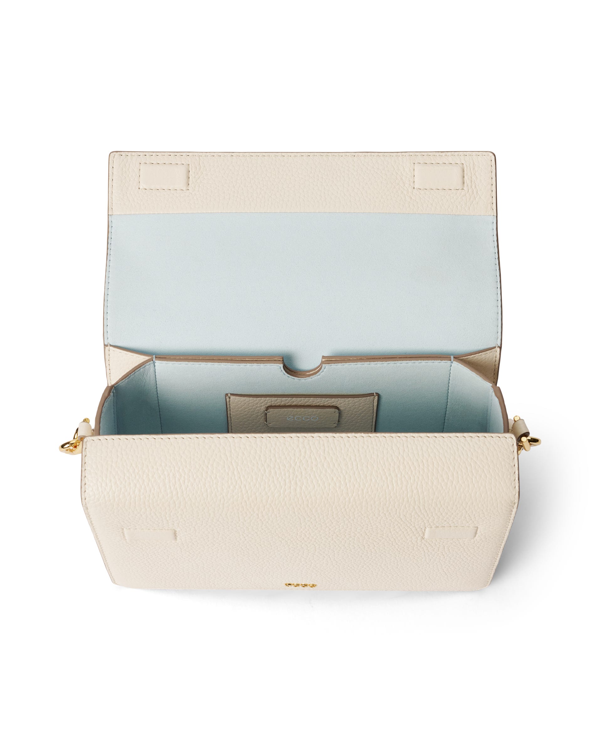 ECCO® Pinch Pebbled Leather Large Crossbody Bag - Beige - Inside