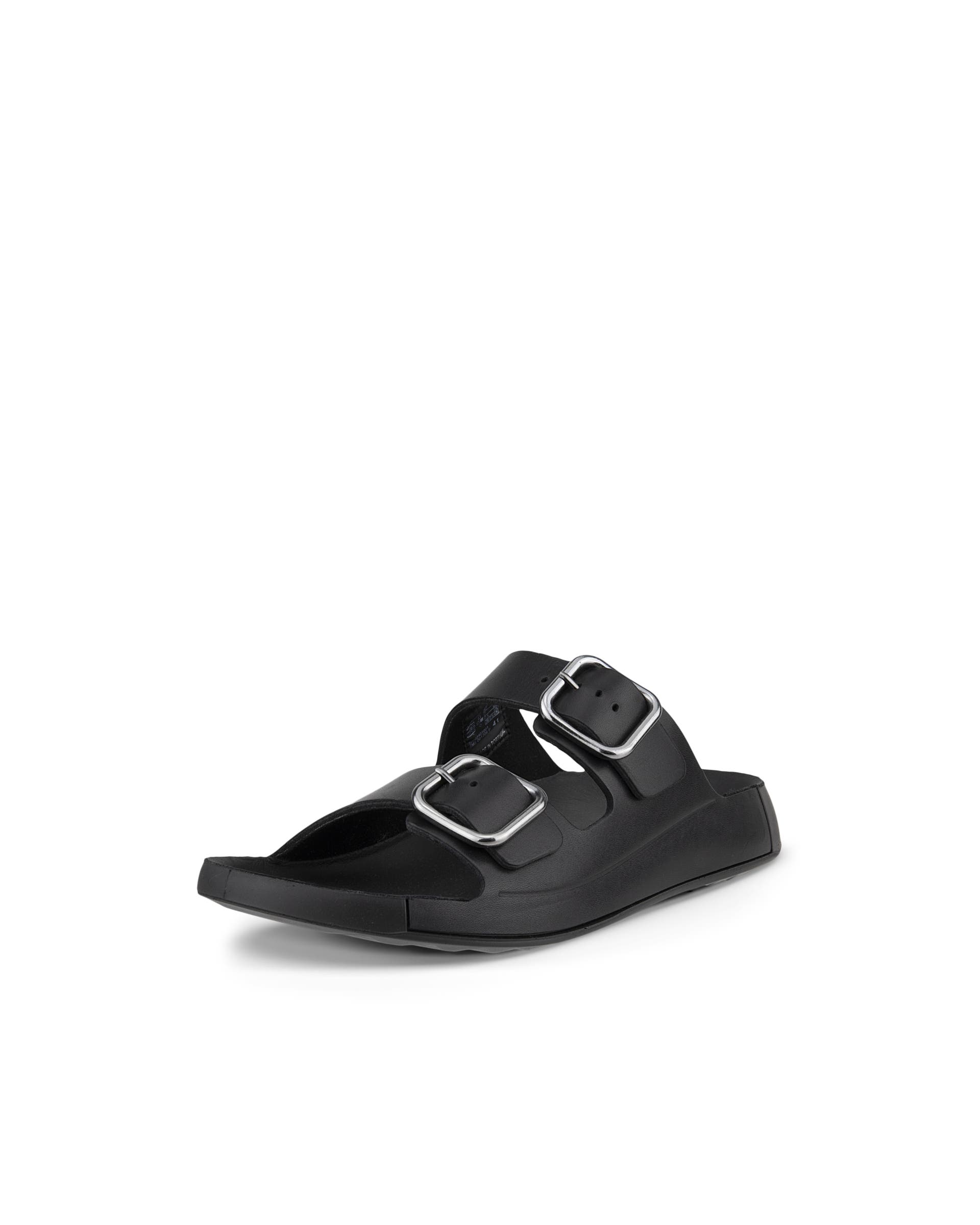 Men's ECCO® Cozmo Leather Buckle Two Strap Sandal - Black - Main