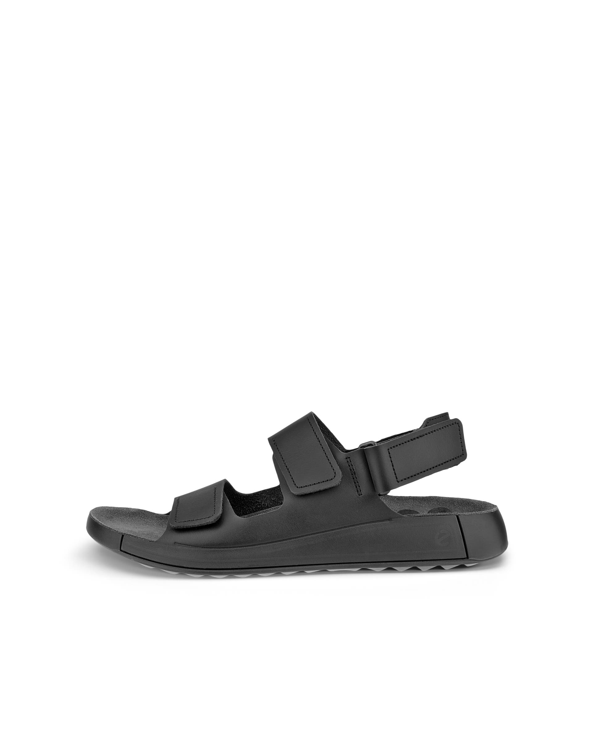 ECCO COZMO MENS LEATHER SANDALS メンズ レザー2ストラップサンダル - ブラック - Outside