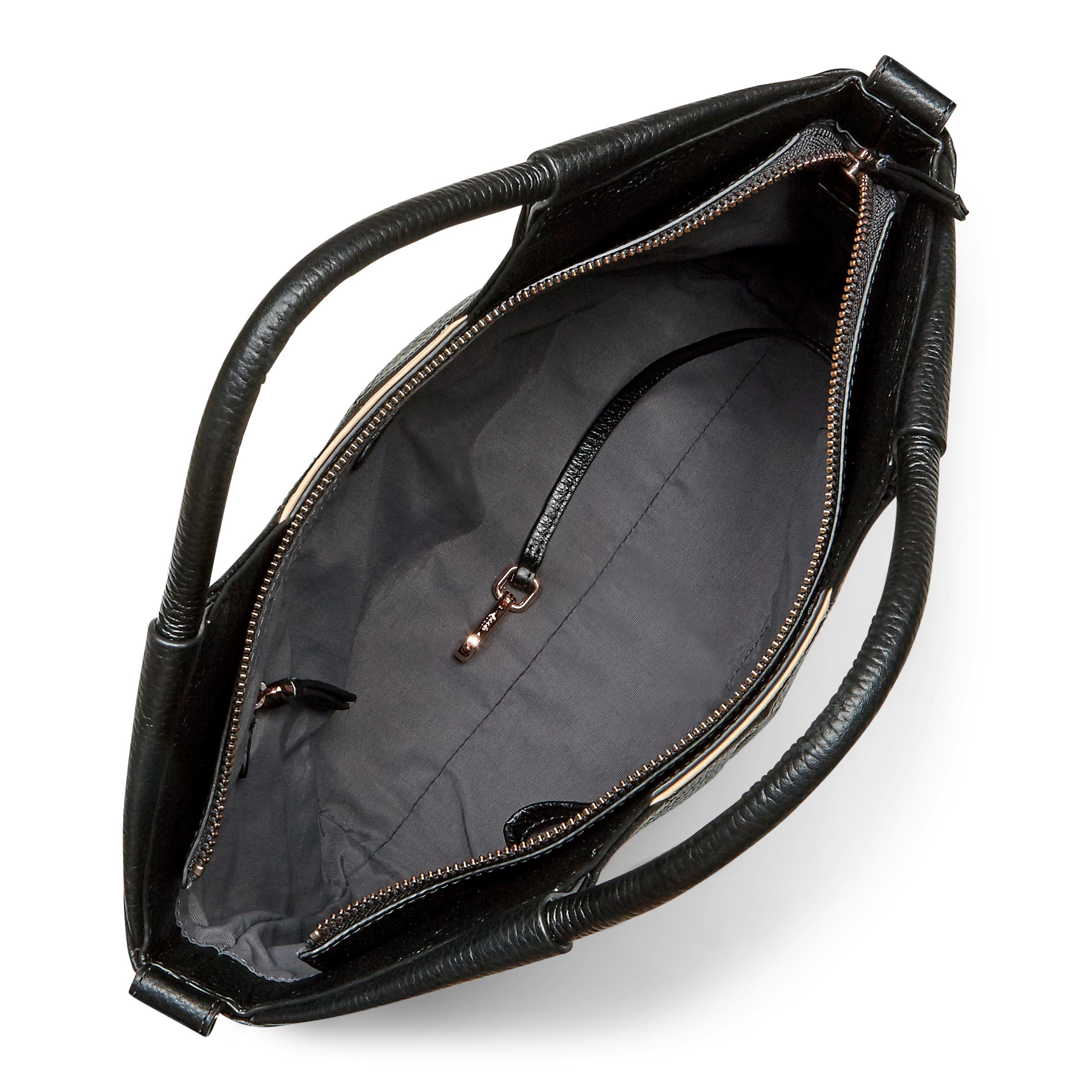 ECCO® Linnea Small Leather Work Bag - Black - Inside
