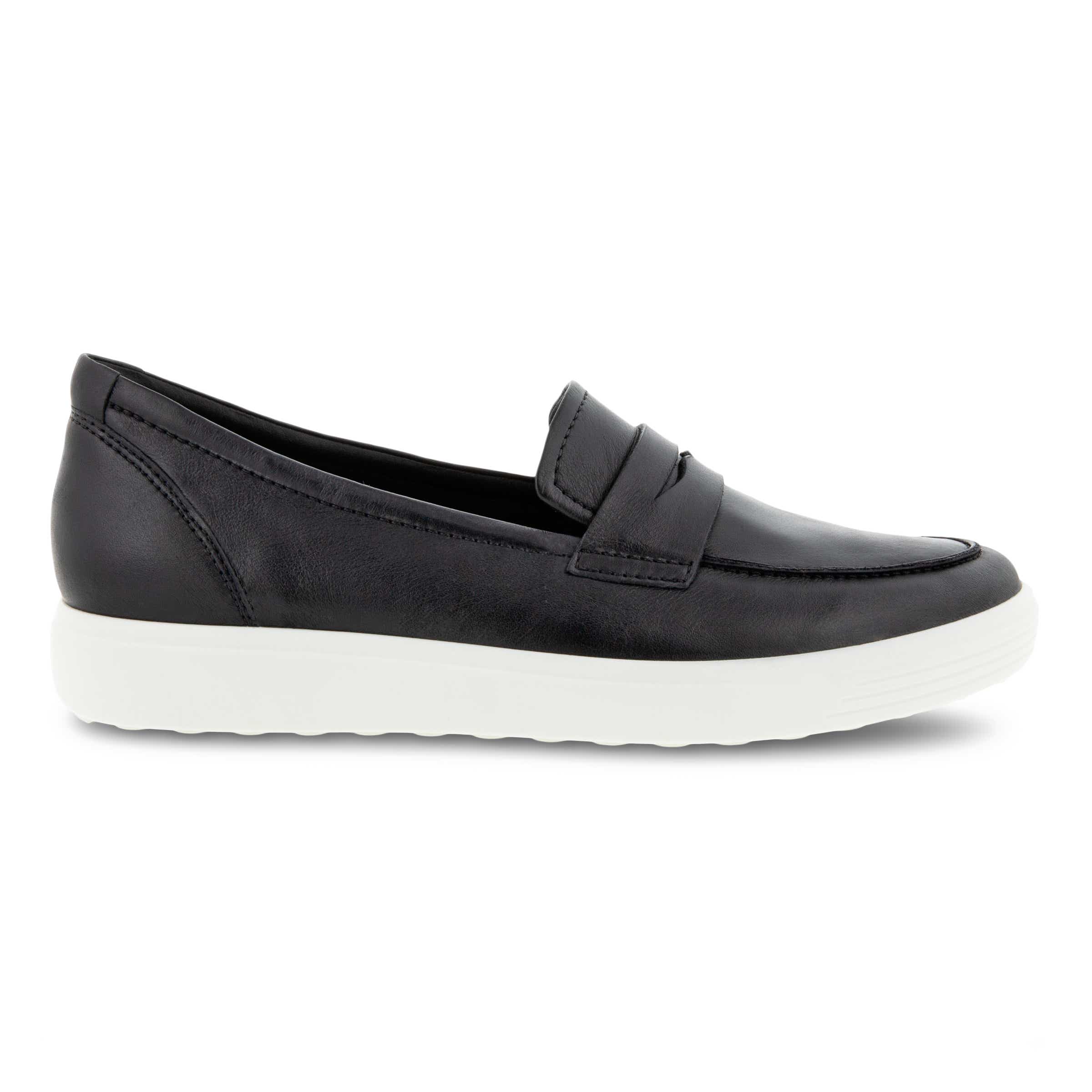 Women's ECCO® Soft 7 Leather Slip-On Sneaker - Black - Outside