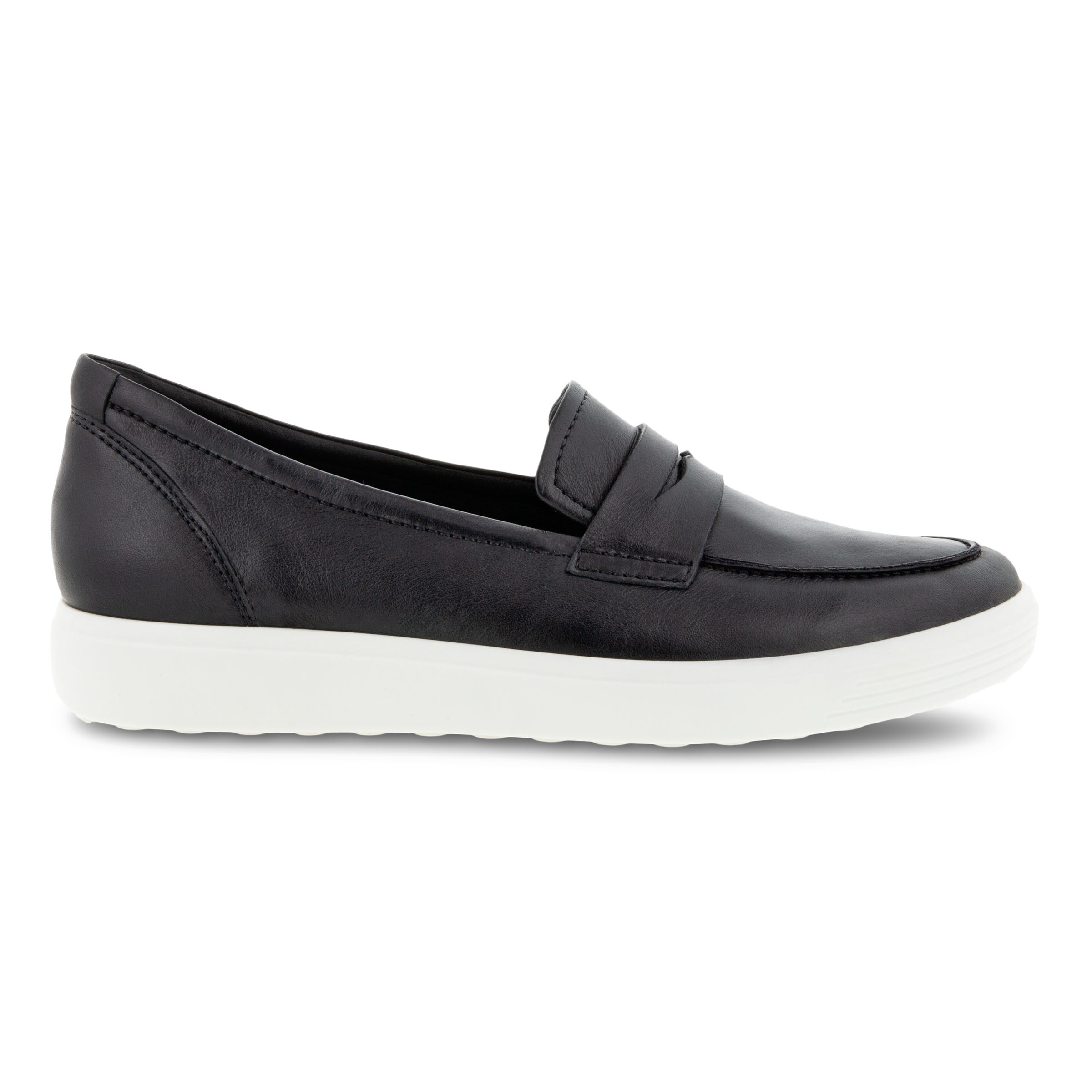 Women's ECCO® Soft 7 Leather Slip-On Sneaker - Black - Outside