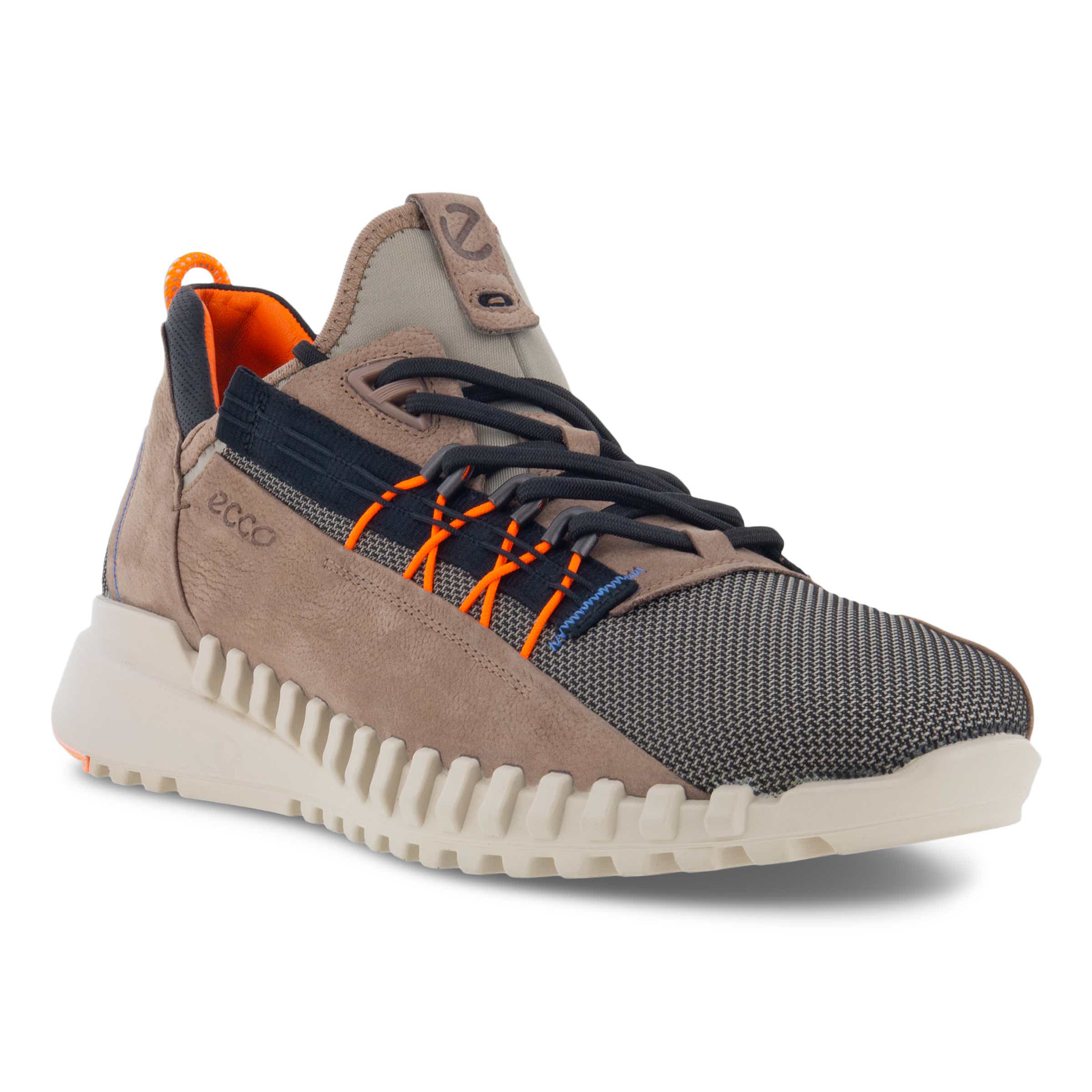 Women's ECCO® Zipflex Leather Sneaker - Brown - Main