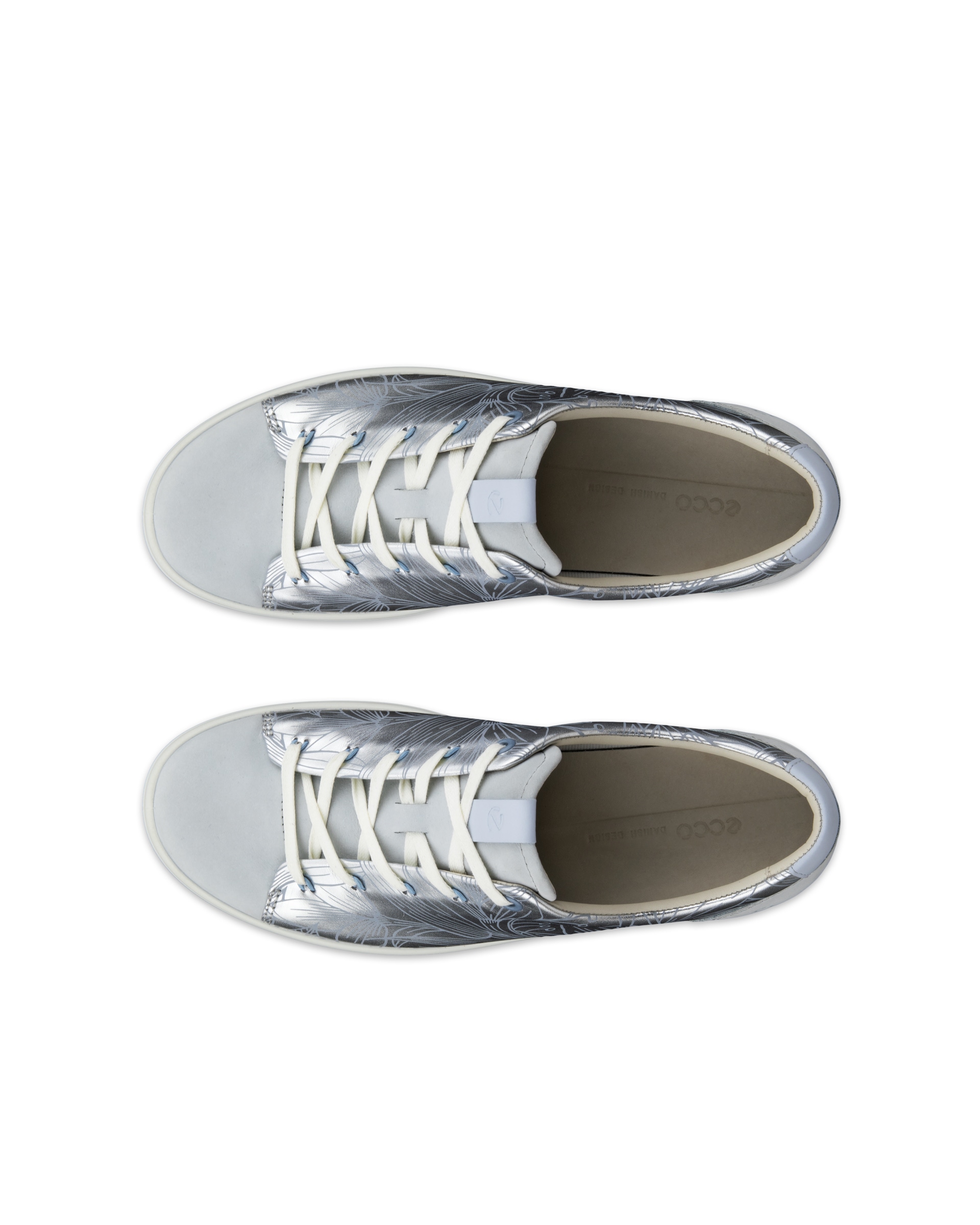 Women's ECCO® Soft 7 Leather Floral Shoe | Silver
