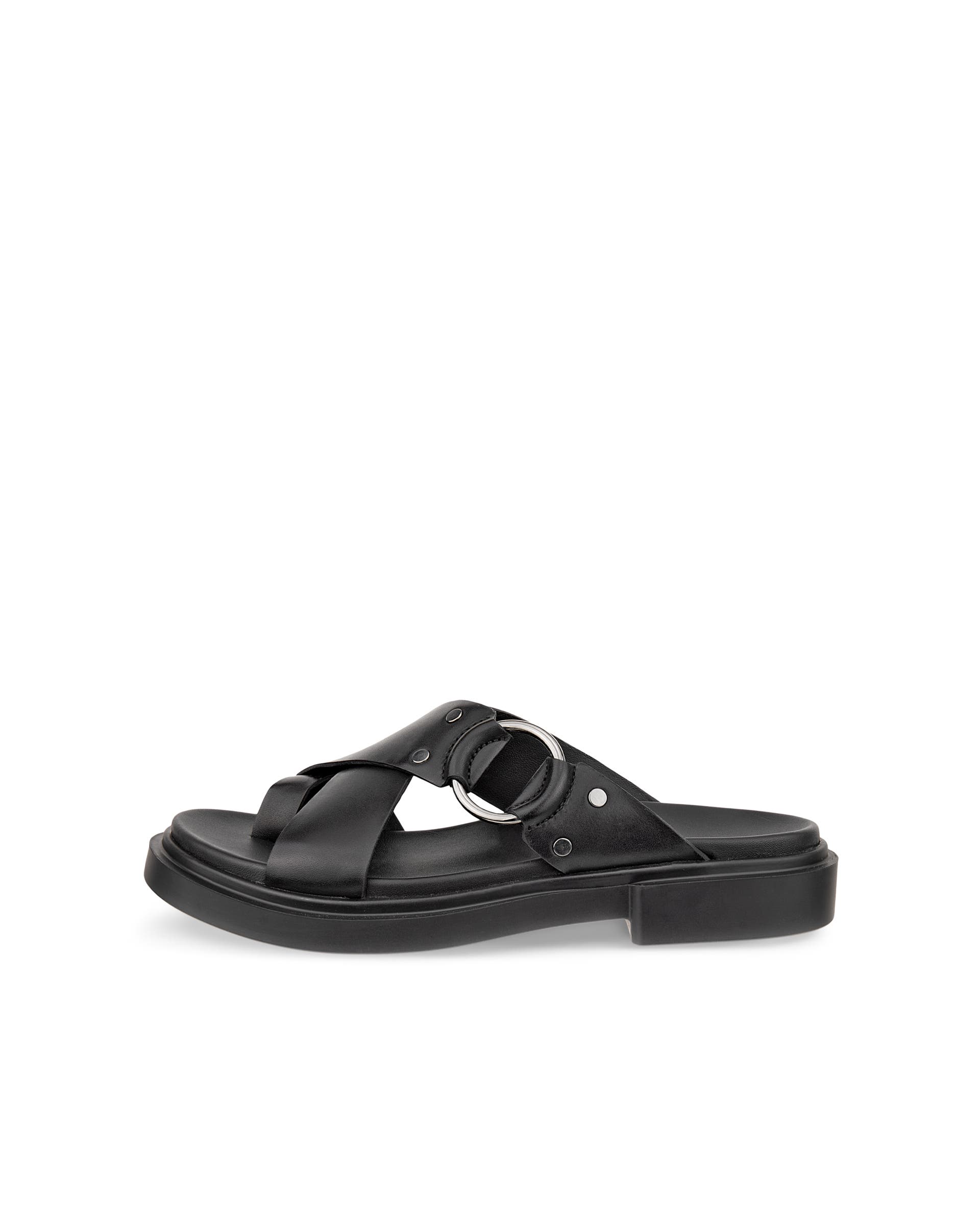 Women's ECCO® Metropole Seoul Leather Ring Sandal - Black - Outside