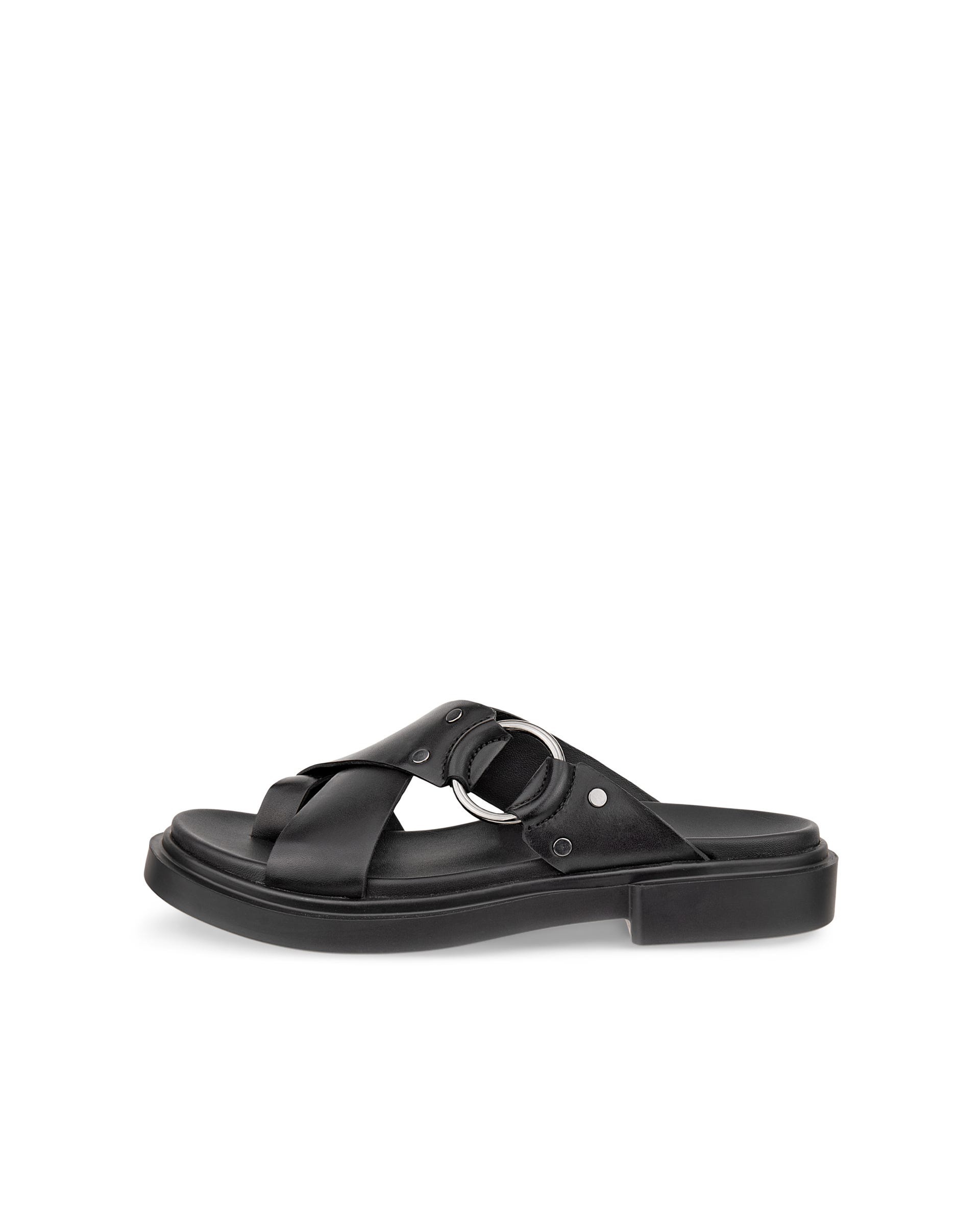 Women's ECCO® Metropole Seoul Leather Ring Sandal - Black - Outside