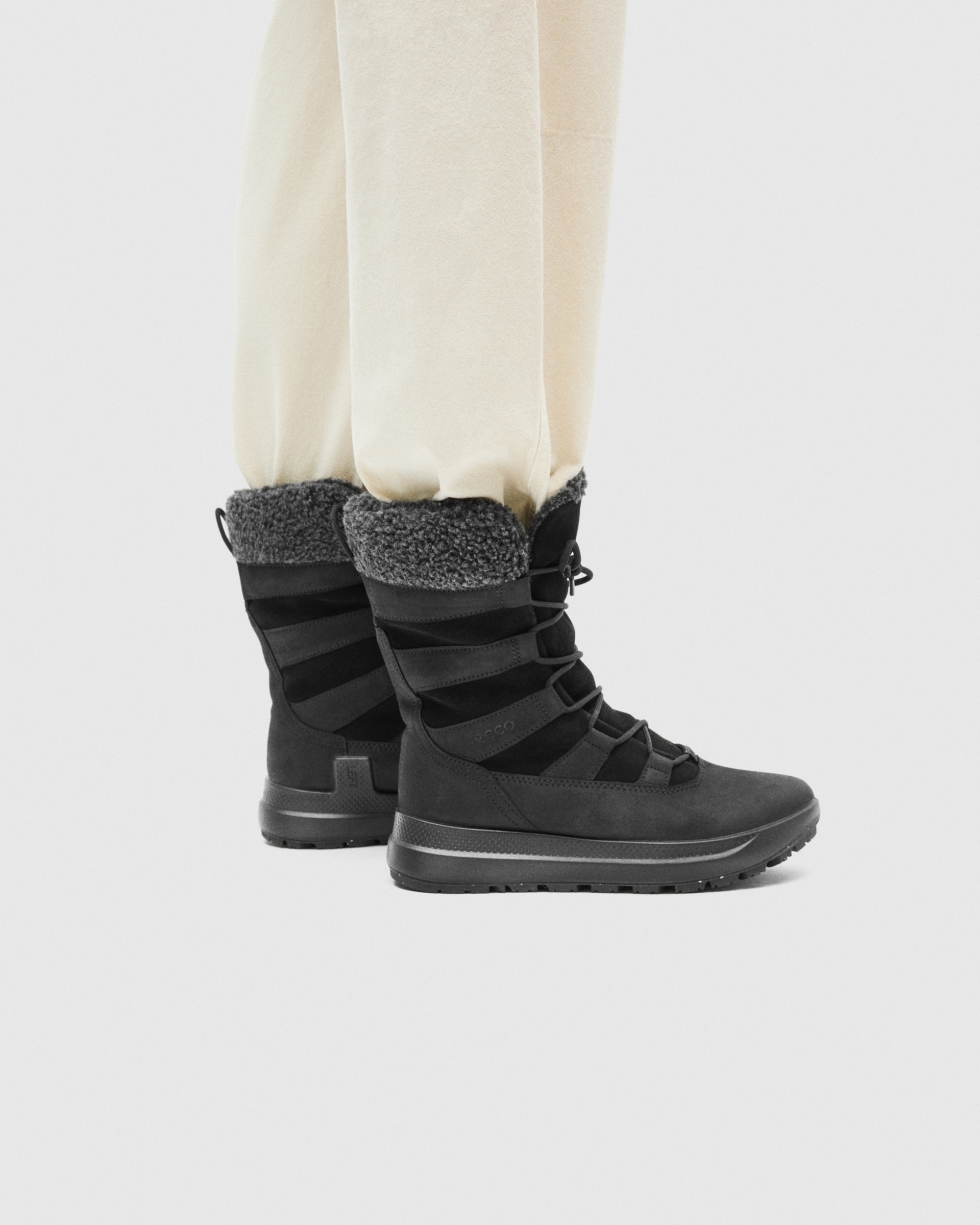Women's ECCO® Solice Nubuck Waterproof Winter Boot - Black - Lifestyle image-1