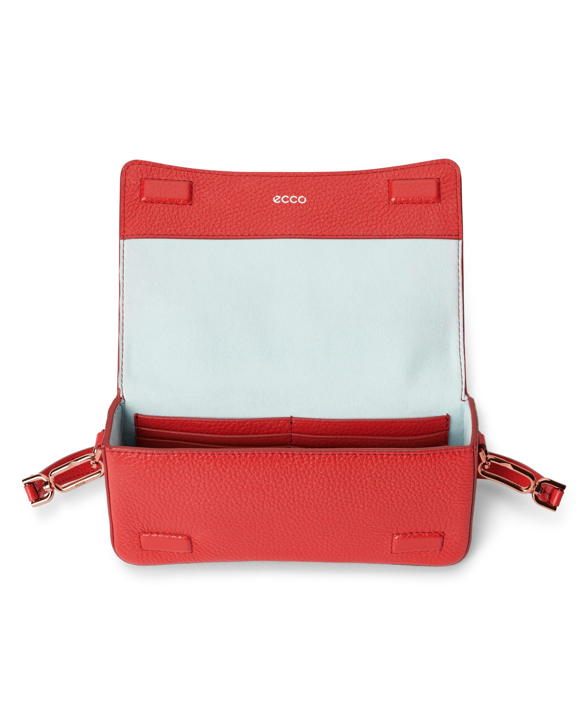 ECCO® Pinch Small Pebbled Leather Shoulder Bag - Red - Inside