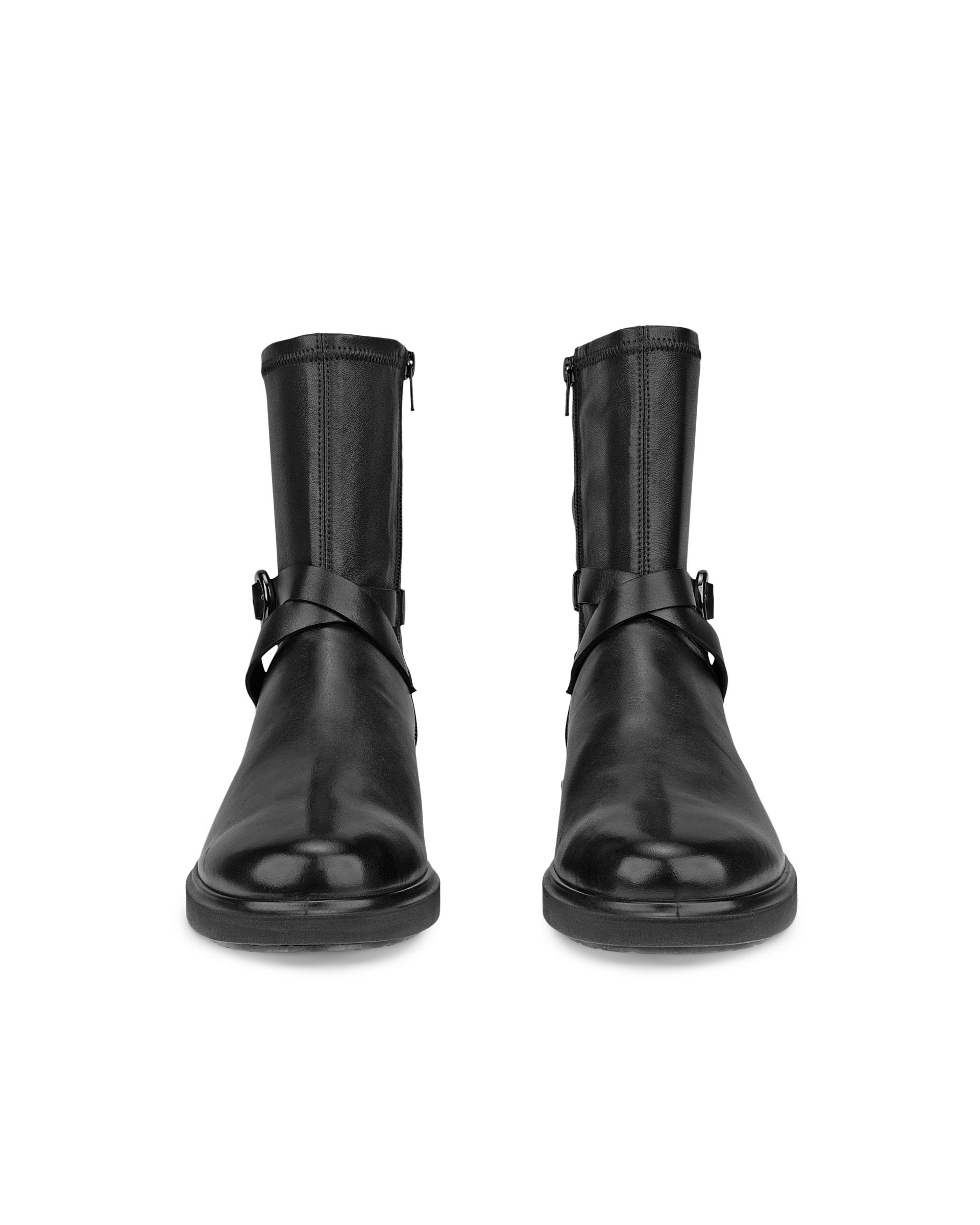 Women's ECCO® METROPOLE AMSTERDAM Leather Mid-Cut Boot - Black - Front pair