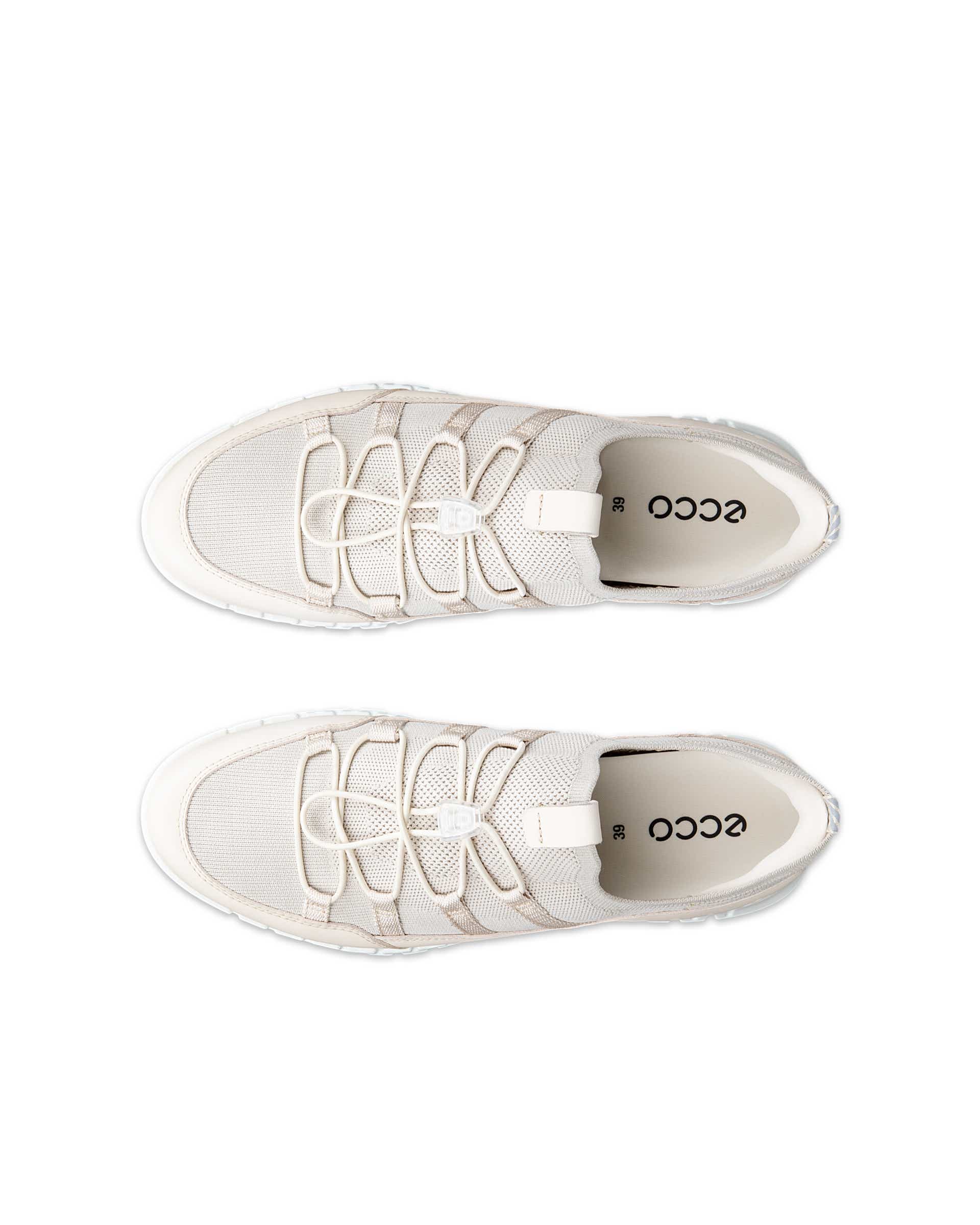 Women's ECCO® Gruuv Lite Textile Lace-Up Shoe - Beige - Top left pair