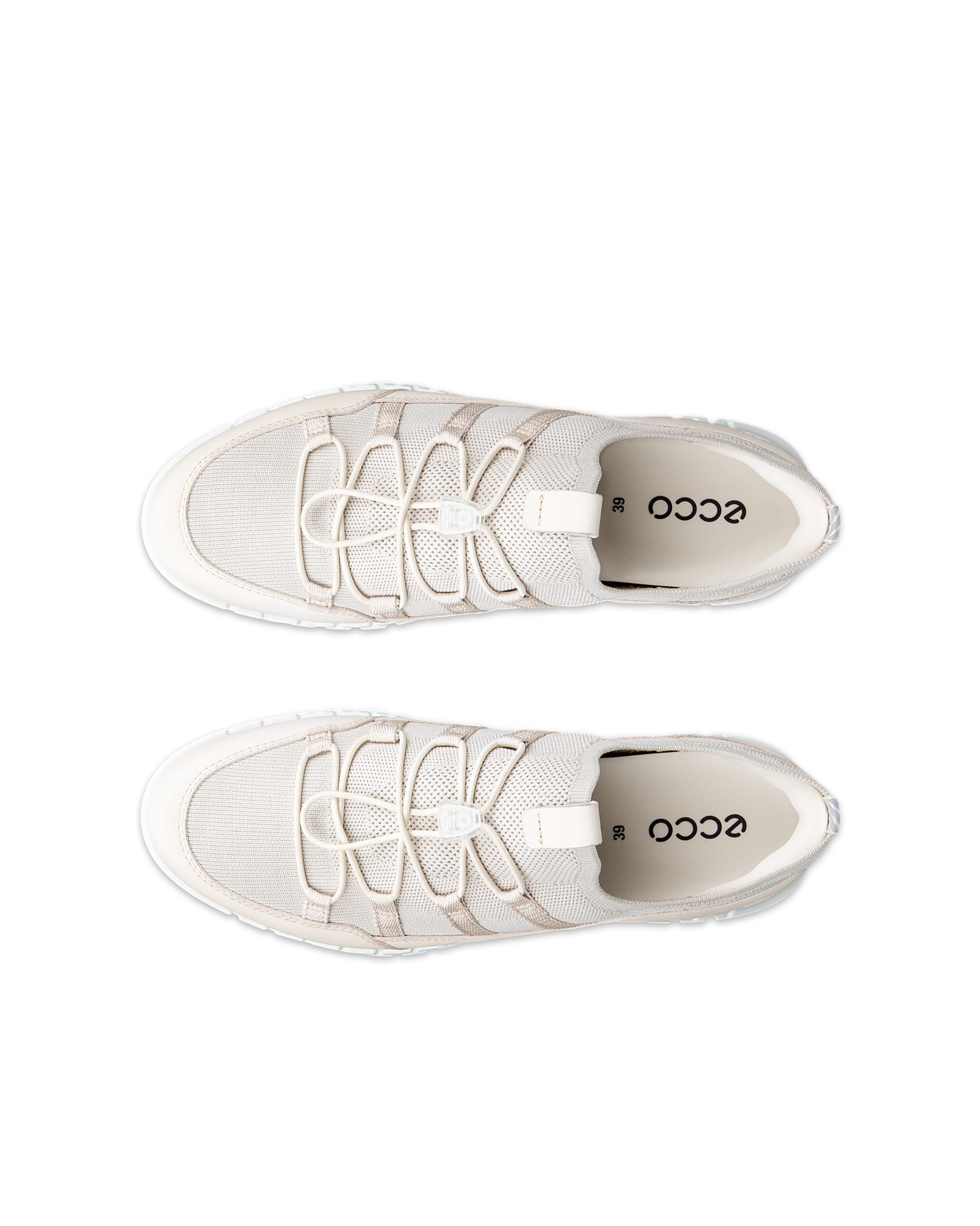 Women's ECCO® Gruuv Lite Textile Lace-Up Shoe - Beige - Top left pair